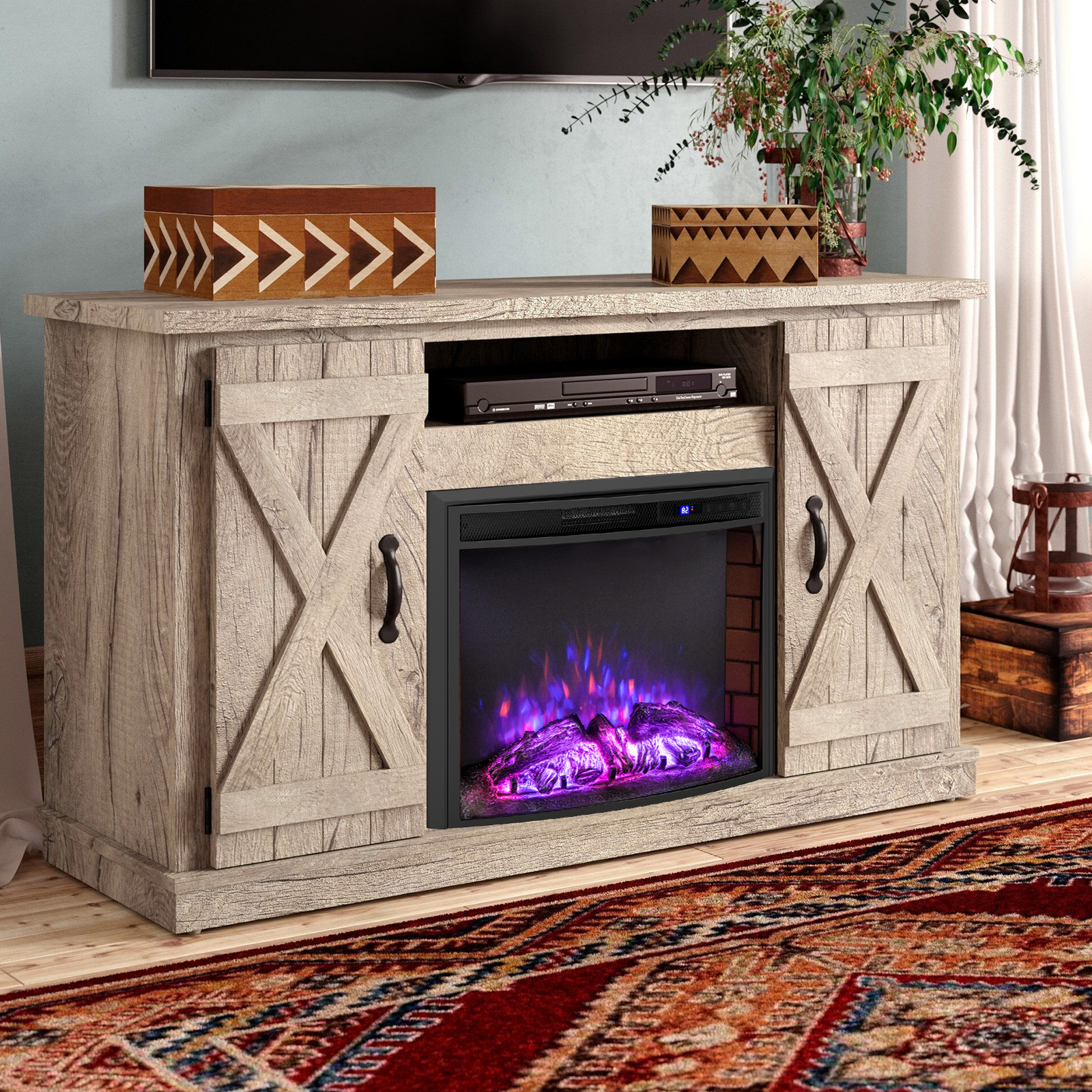 1500W Elektrokamin mit Heizung & Fernbedienung & Überhitzungsschutz Wandkamin Einbaukamin