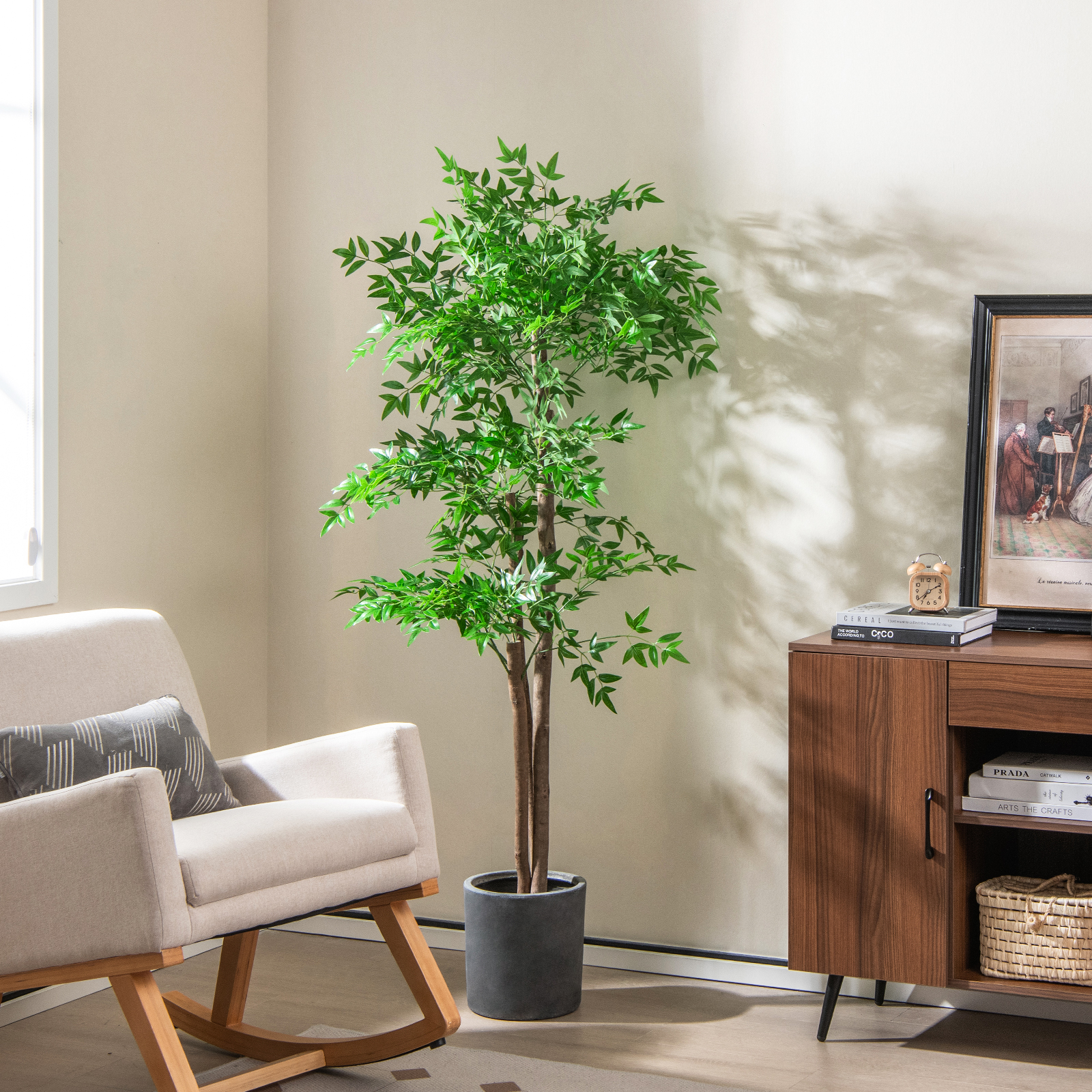 150 cm Künstliche Pflanze Bambus Kunstbaum mit Topf Kunstpflanze Bambusbaum Dekobaum