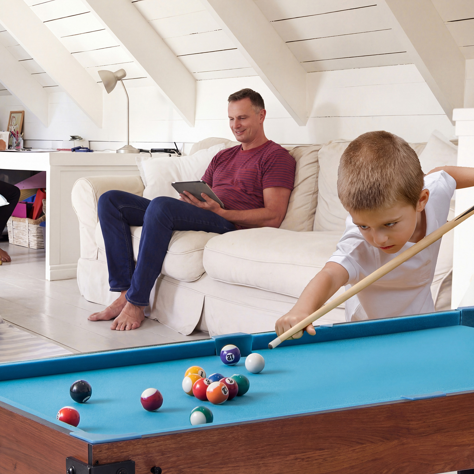15 in 1 Spieltisch Set Tischspiel Multifunktional mit Tischfußball Hockey Billard Tischtennis Natur+Schwarz