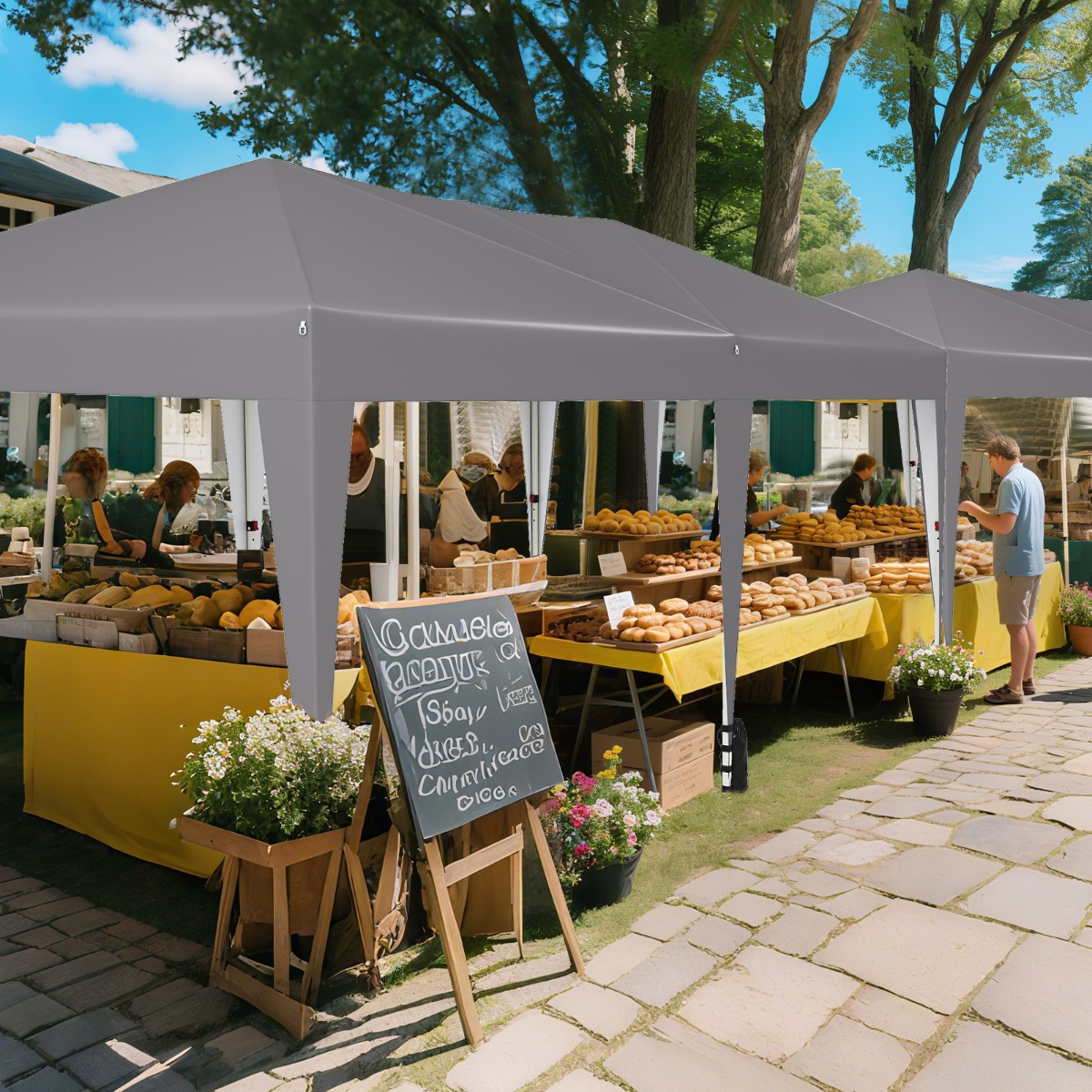 3 x 6 m Pop up Faltpavillon mit Tragetasche auf Rollen & UV Schutz 50+ Partyzelt Grau