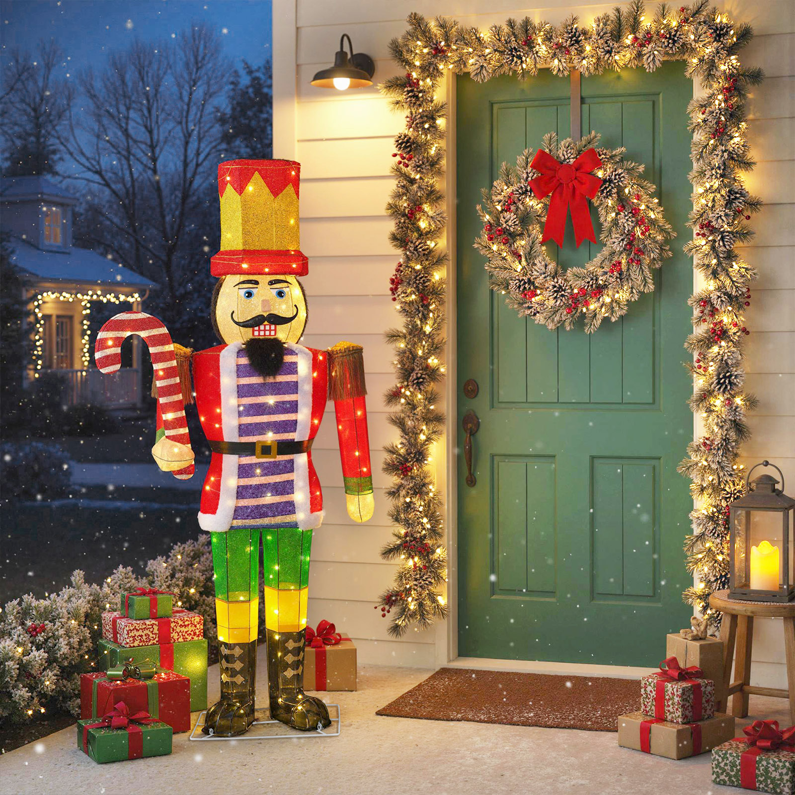 170 cm Weihnachten Nussknacker Figur mit Zuckerstange Weihnachtsfigur Soldat