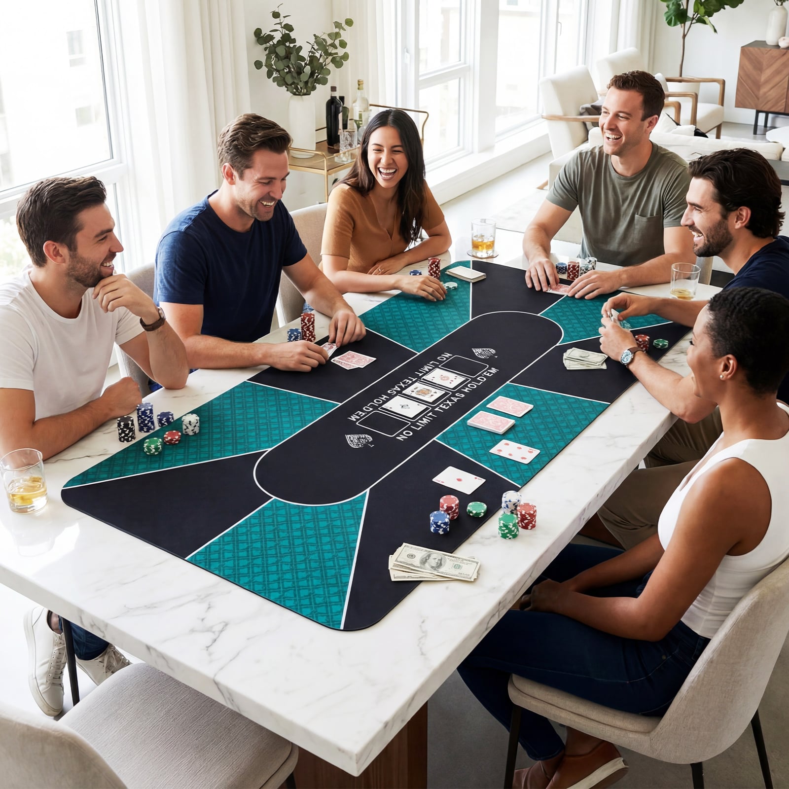 Pokermatte mit Tragetasche Rutschfeste Wasserfeste Pokertisch-Auflage Pokerauflage 179 x 89 cm