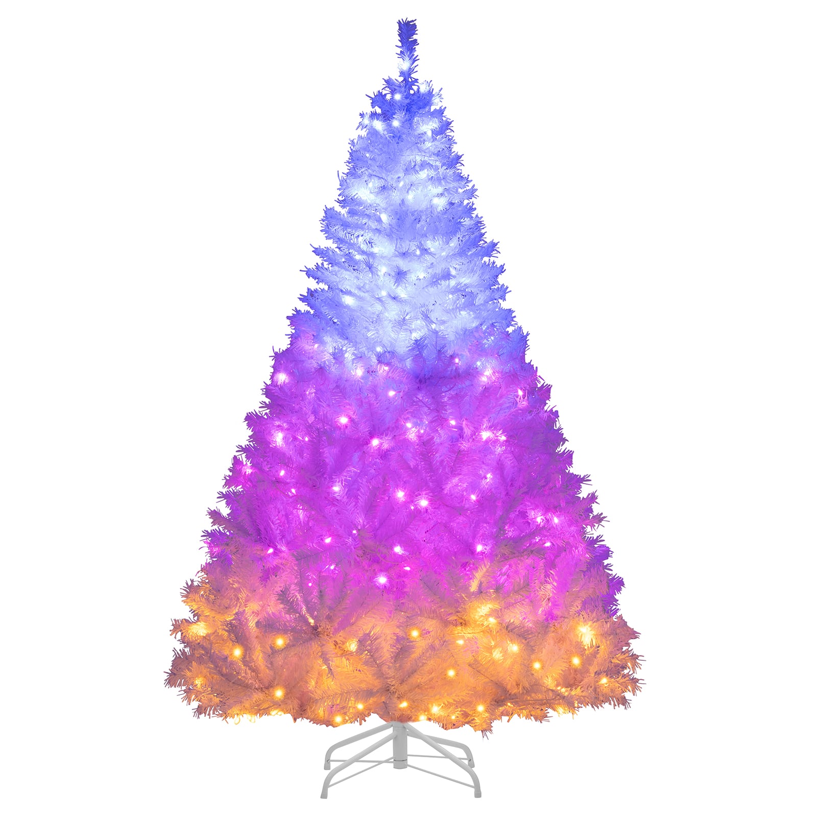 180 cm Künstlicher Weihnachtsbaum mit 3-farbigen LED Lichtern Tannenbaum Christbaum Weiß