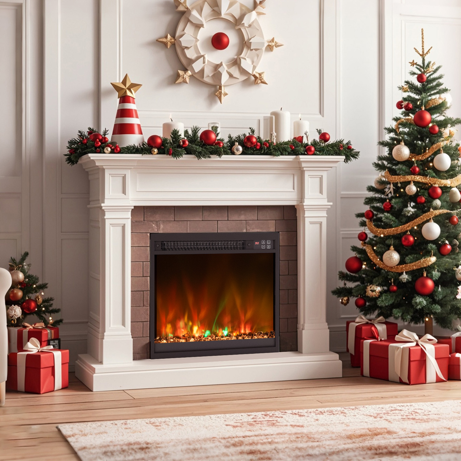 18 Zoll Elektrischer Kamin-Einsatz mit Fernbedienung & Einstellbare Flammenfarbe Kaminheizung