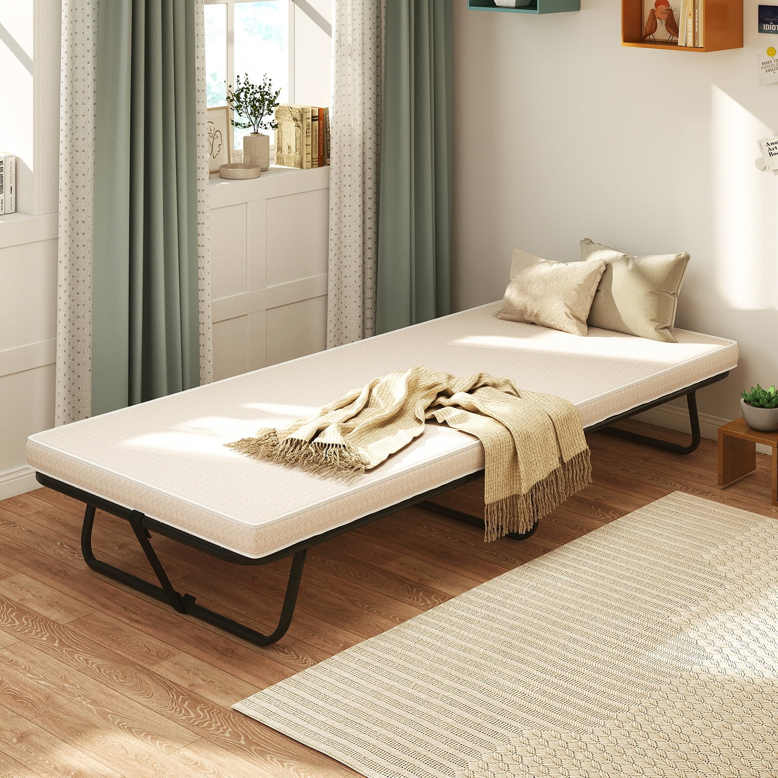 190 x 80 cm Gästebett mit Matratze Klappbares Einzelbett bis 170kg Stabiler Metallbett