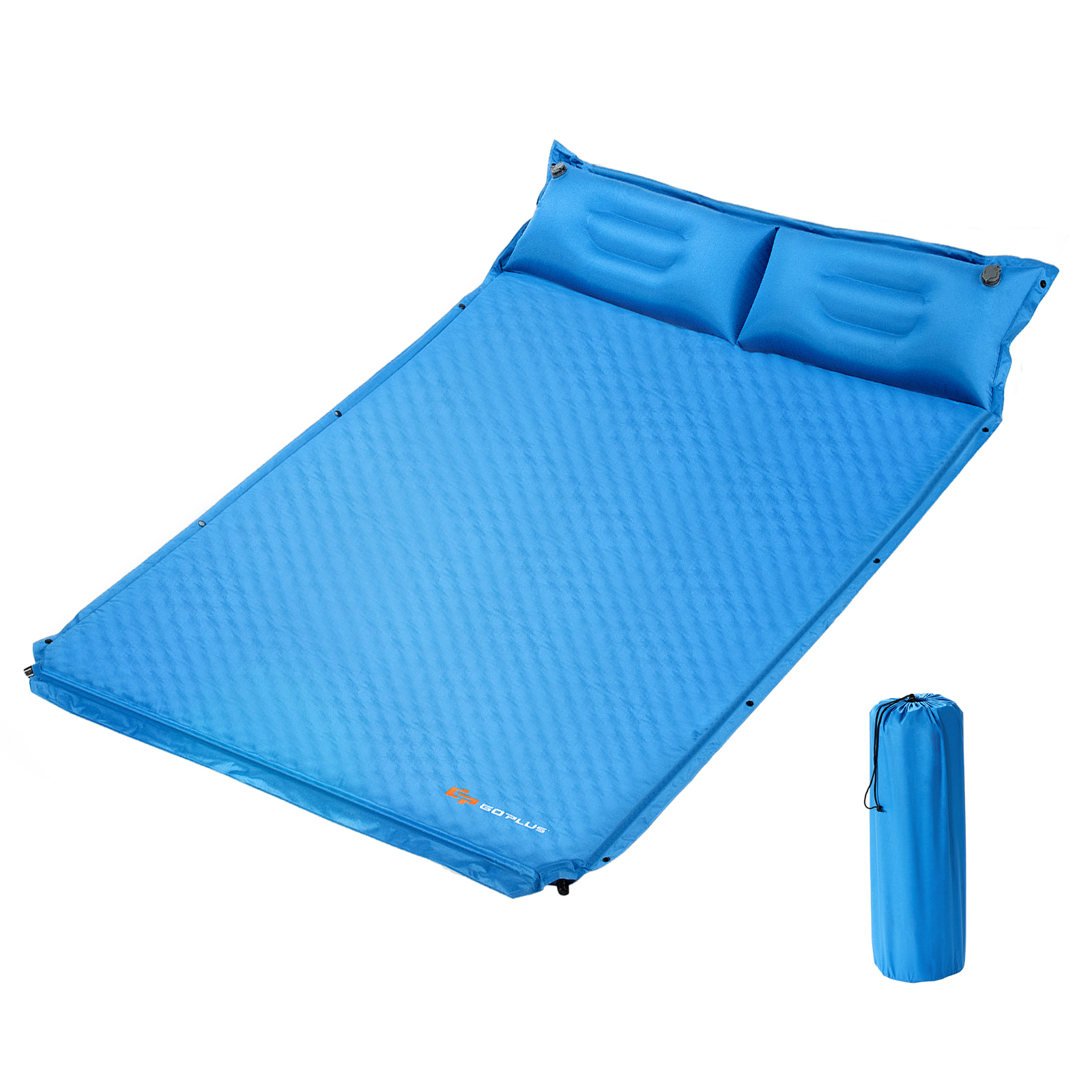 Campingmatte mit Kissen 2 Personen Selbstaufblasende Campingmatte Camping Schlafmatte 187x131x4cm Blau 