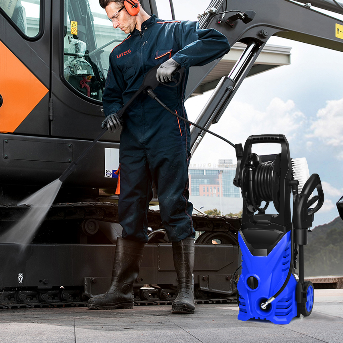 Hochdruckreiniger Terrassenreiniger Blau/Rot 27 x 27 x 68 cm -Blau