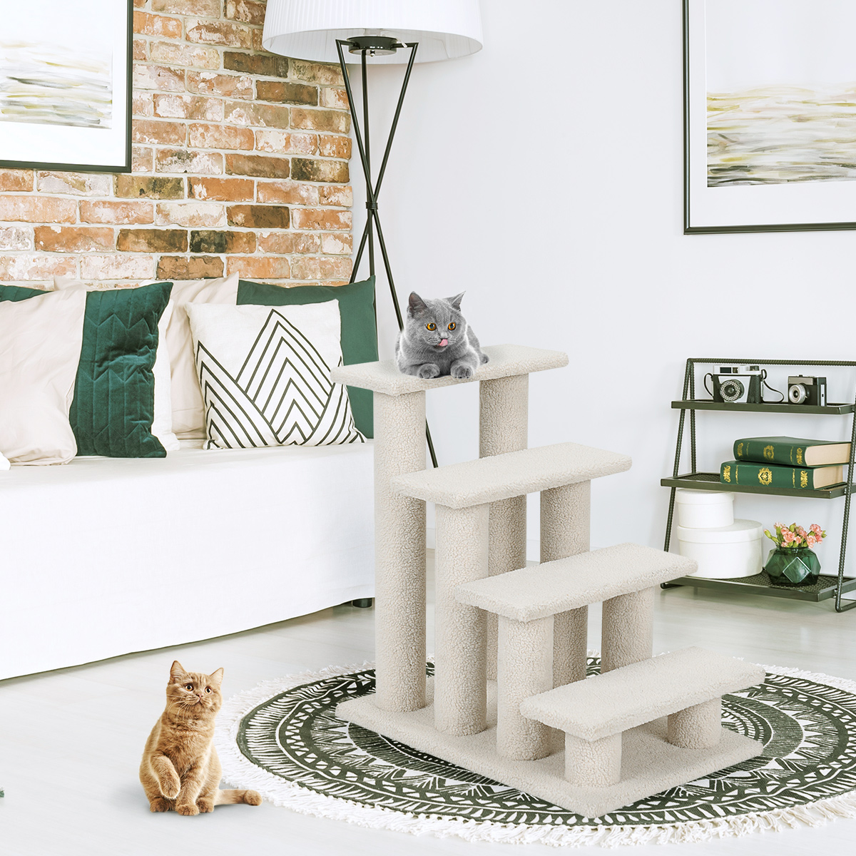 4 Stufen Tiertreppe für Katze & Hunde bis 25 kg Katzentreppe Hundetreppe Treppe Beige