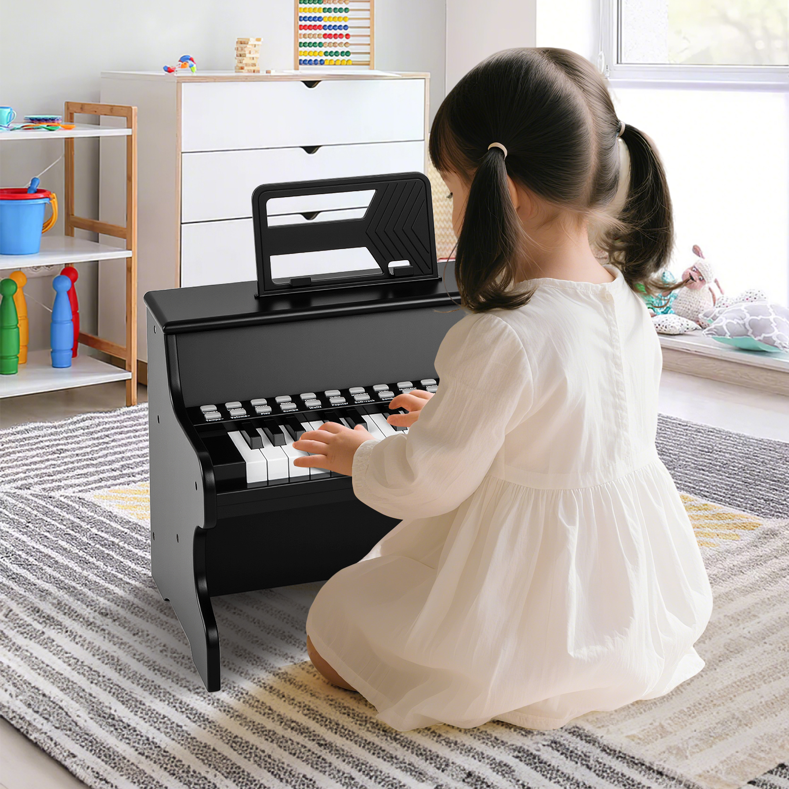 25 Tasten Mini Digitalpiano Kinder Elektrisches Klavier mit Einstellbarer Geschwindigkeit Schwarz