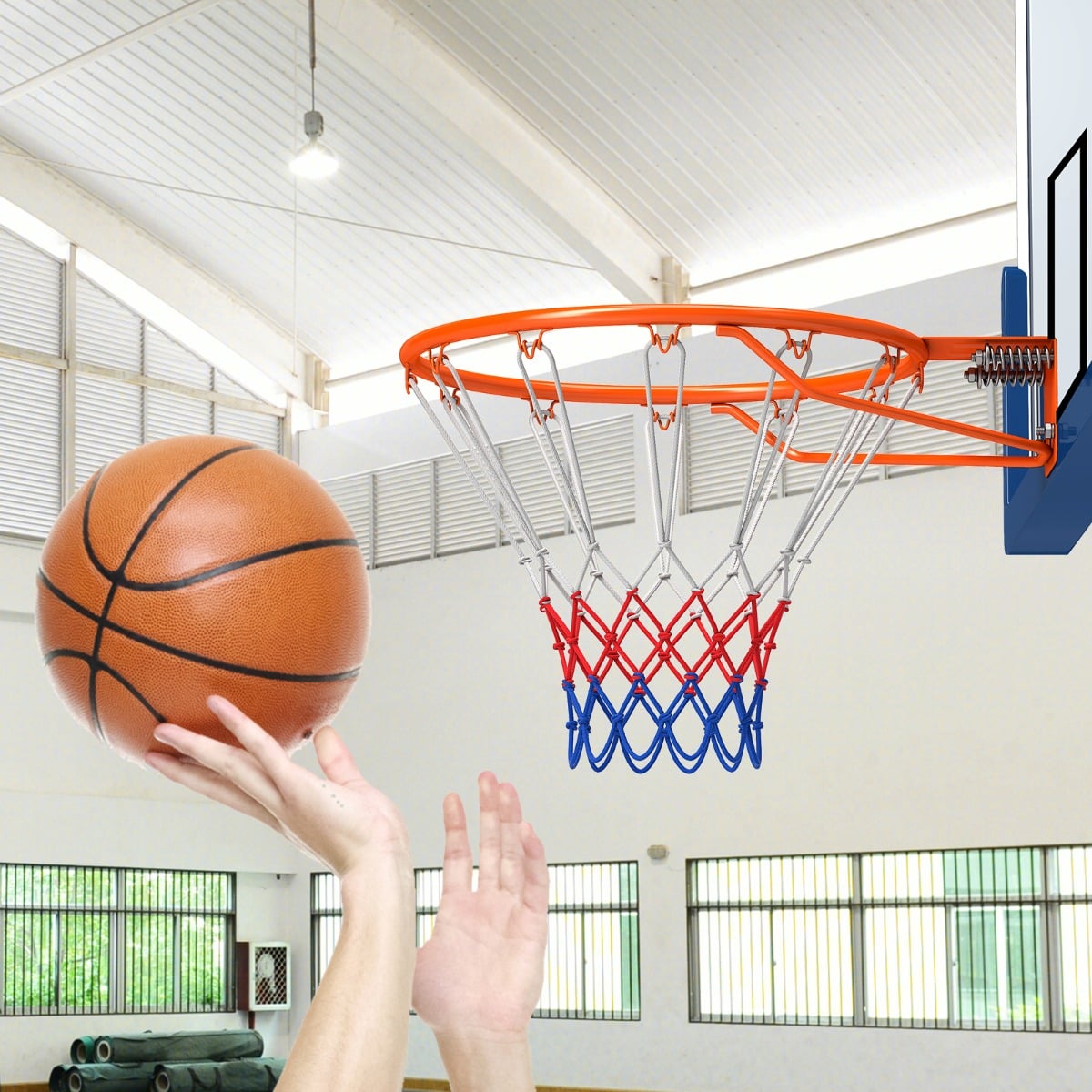 Ø45cm Indoor Basketballkorb mit Ring & Netz Mini Basketball Korb für Wandmontage Orange