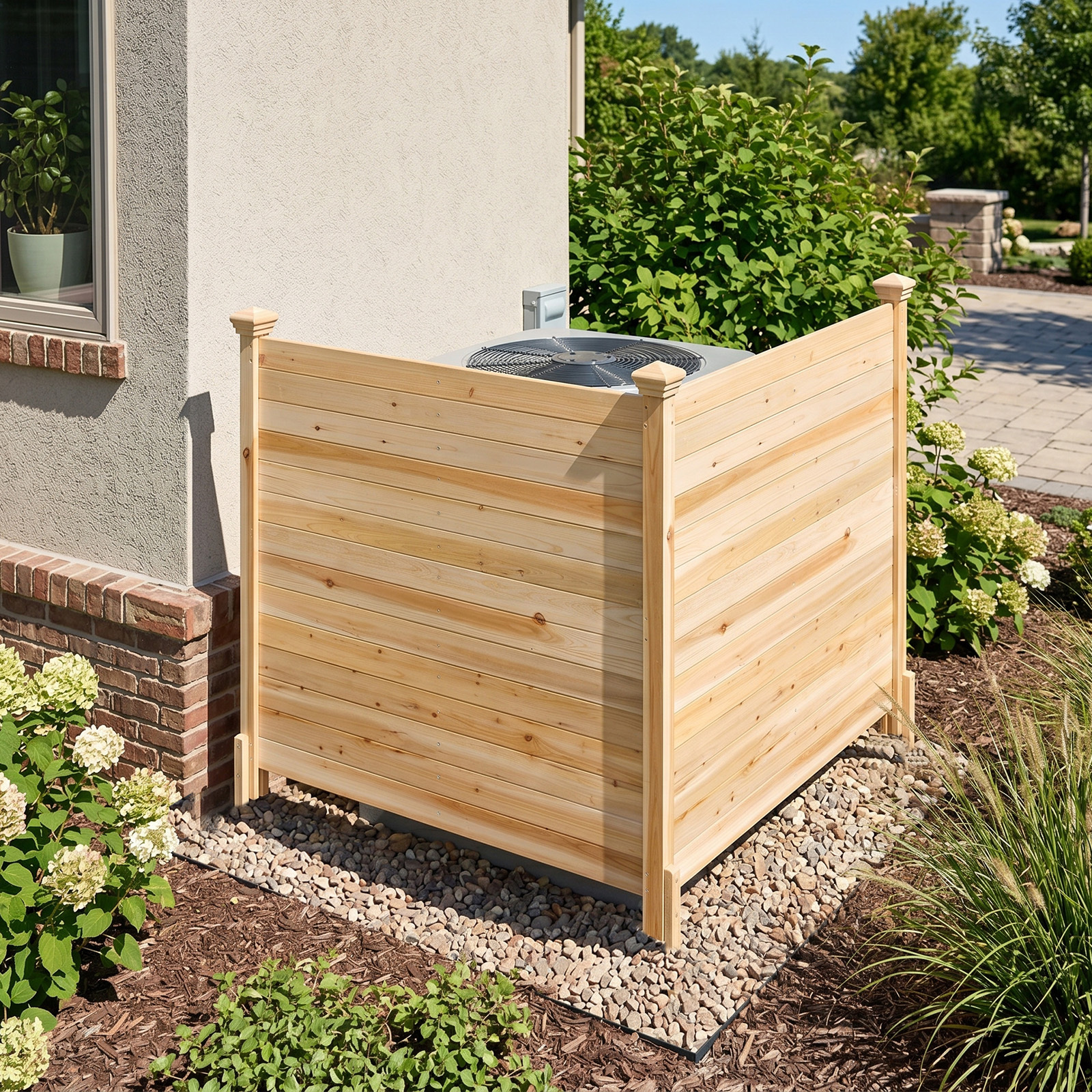 2er Set Sichtschutzzaun 2 Teilig 119 x 119 cm Gartenzaun aus Tannenholz Outdoor Holzzaun mit 3 Pfählen Natur