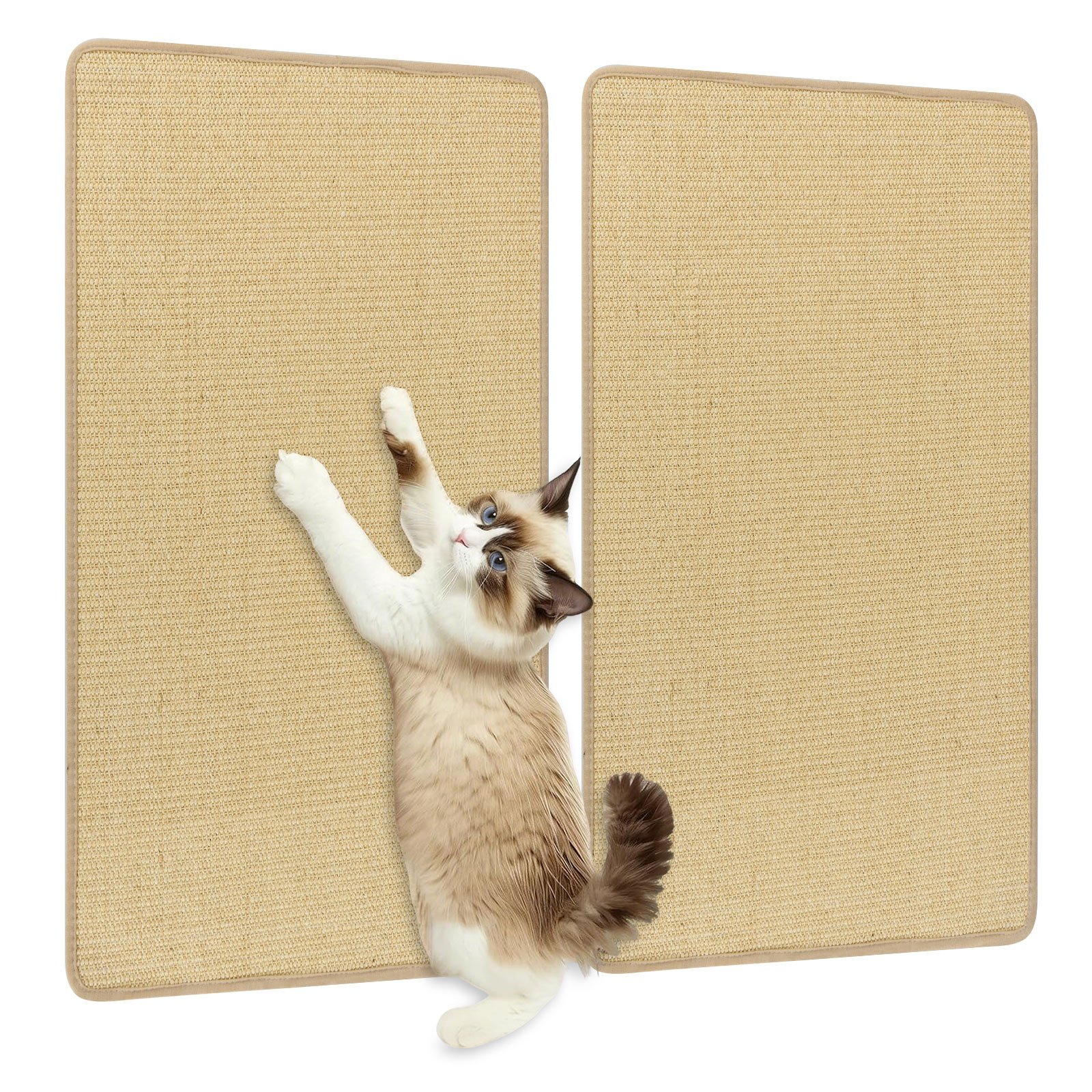 2 er Kratzbrett Wand Kratzmatte Katze 80 x 50 cm Sisal Katzenteppich selbstklebend Sisalmatte für Teppich Natur
