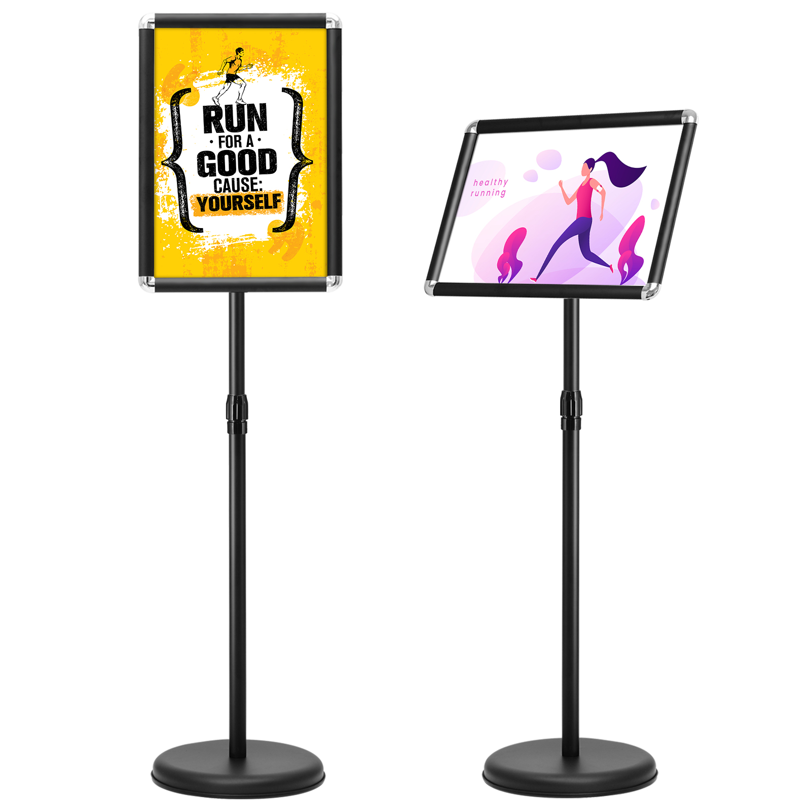 2er Set Höhenverstellbarer A3 Infoständer Drehbarer Plakatständer Kundenstopper Schwarz