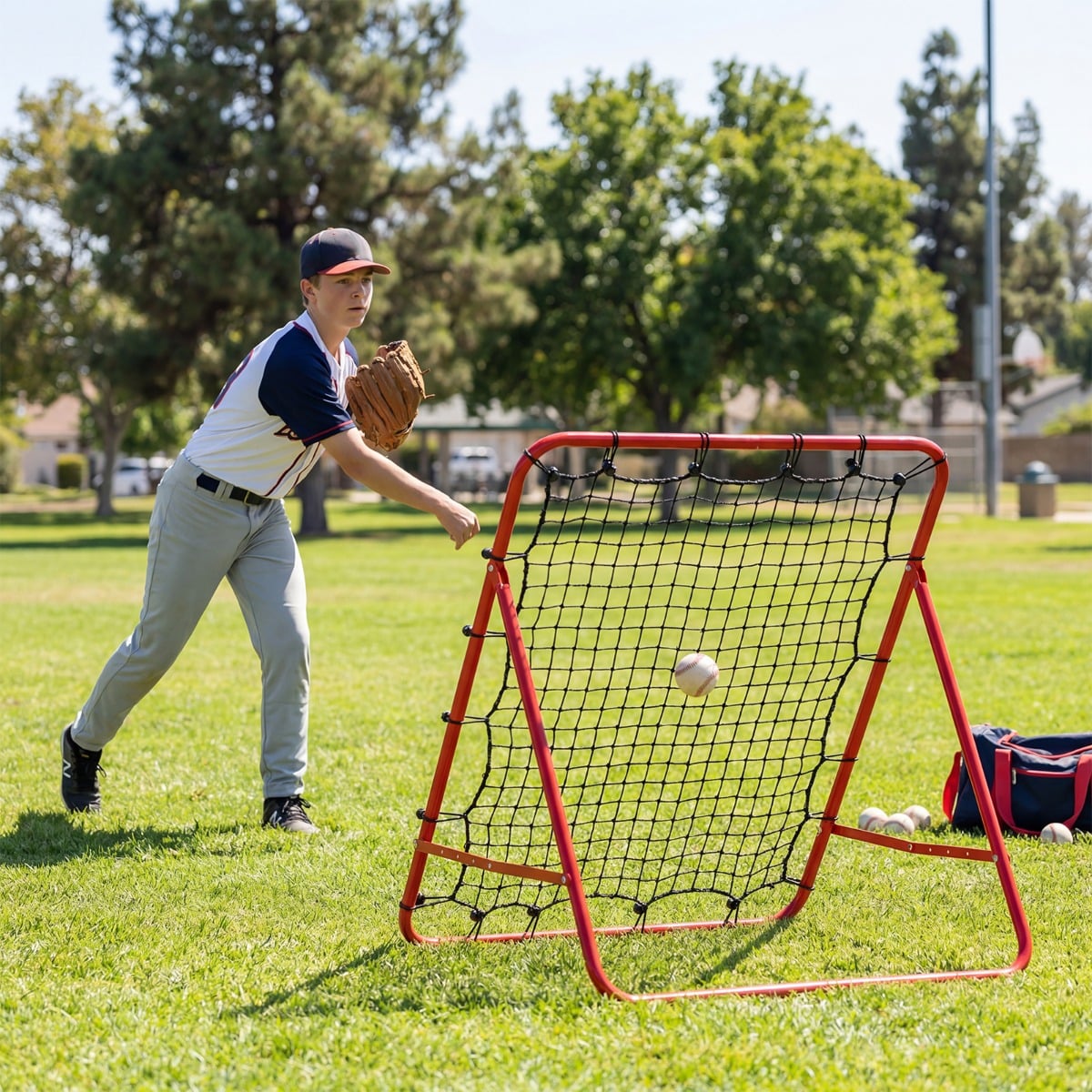 Rebounder für Fußball mit 5 Verstellbaren Winkeln Faltbares Rebound Netz Fußballnetz 100 x 100 cm