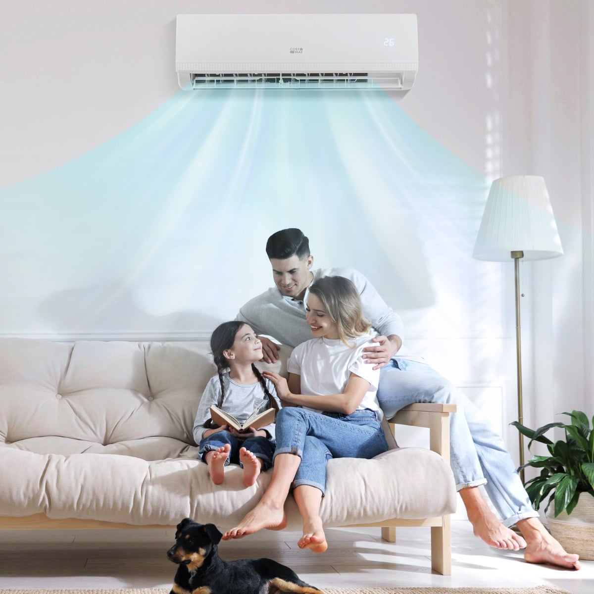 9000 BTU (26 kW) Mini Split Klimaanlage A++ Energieeffizientes Klimagerät mit Wärmepumpensystem für Räume bis zu 42㎡ Weiß