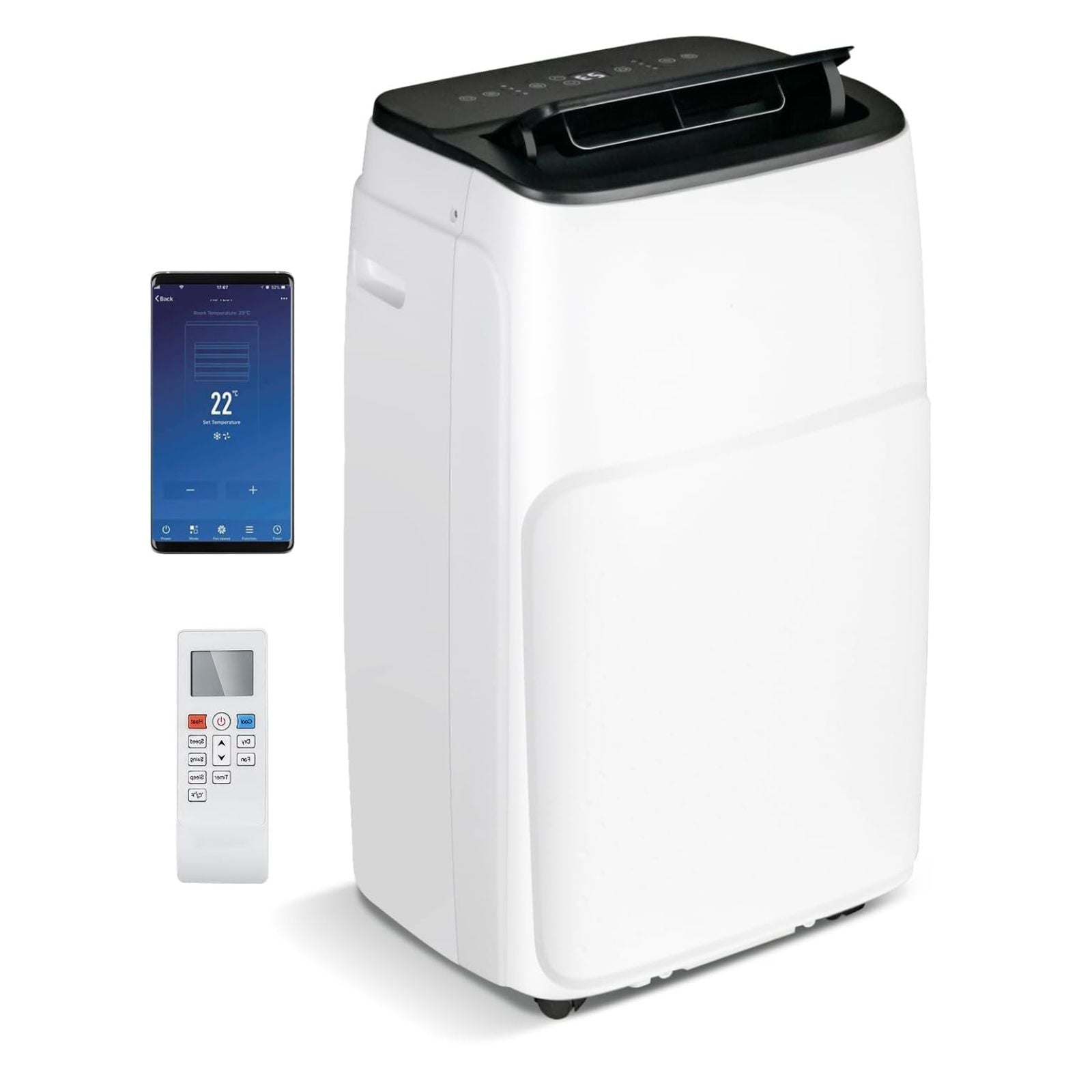 5 in 1 Klimaanlage mit Abluftschlauch 24H-Timer 14000BTU Mobiles Klimagerät für Raumgröße bis 30㎡