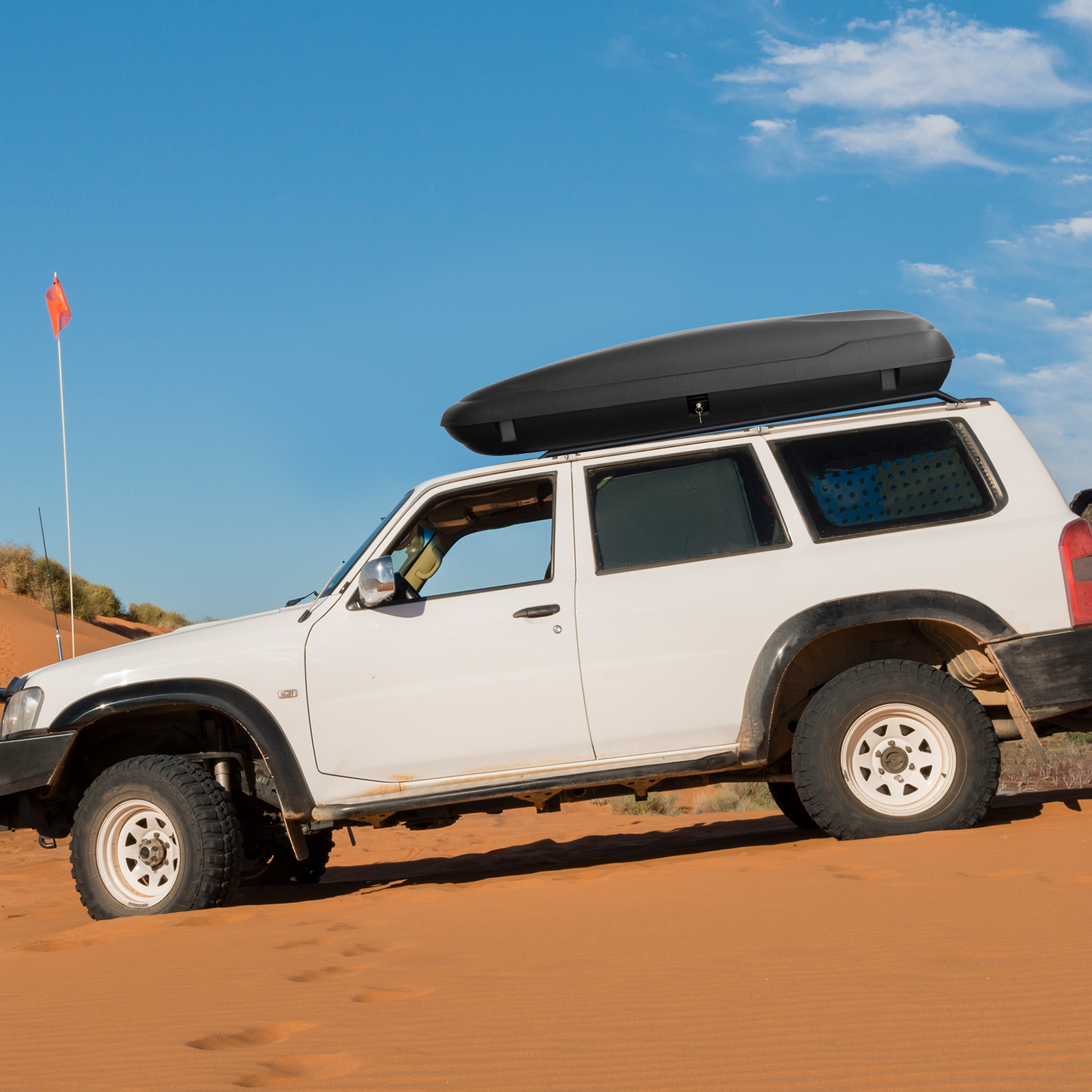 400L Auto Dachbox Abschießbarer Dachkoffer mit Zentralverriegelung & Schlüsseln & Gurten
