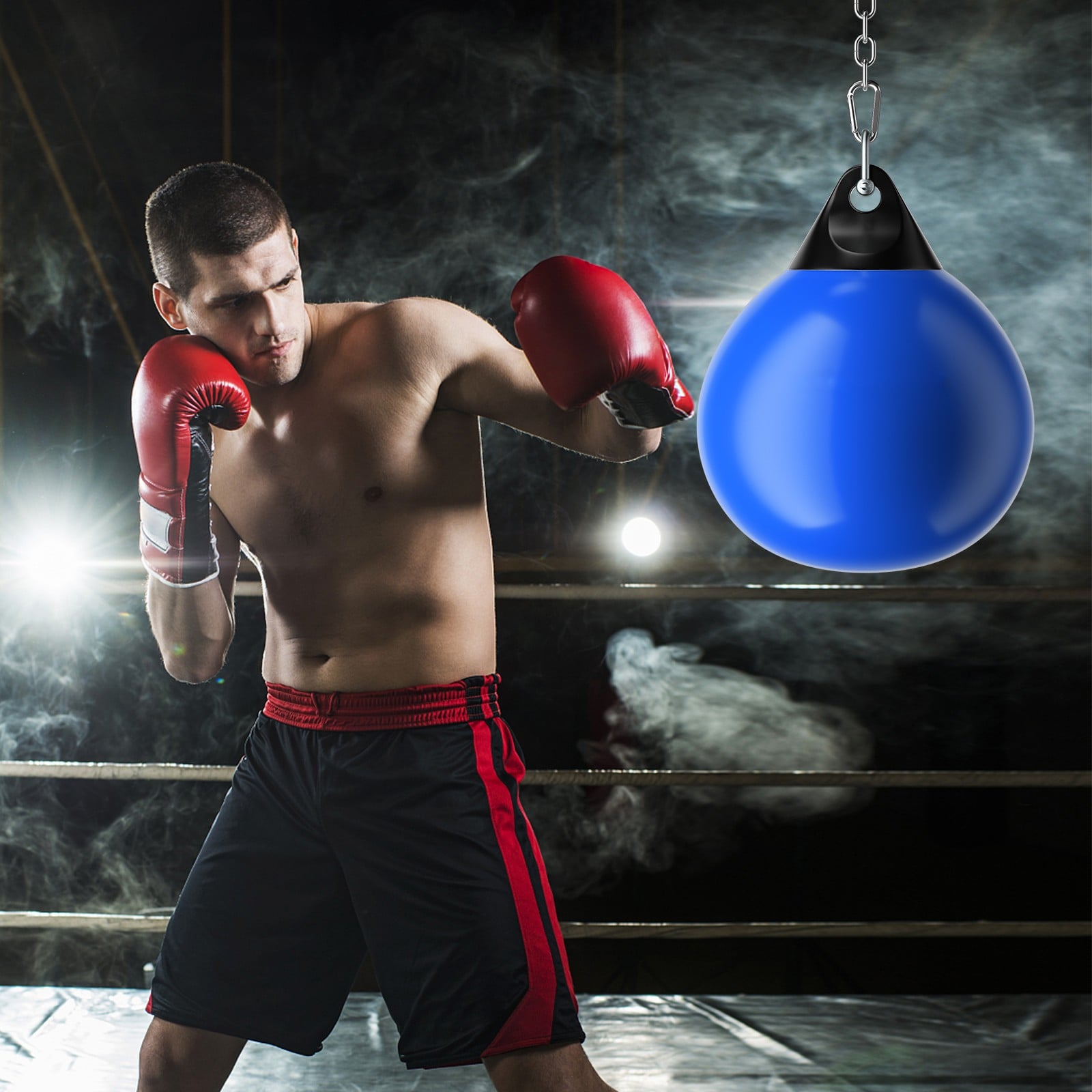 Ø45 cm Wasserboxsack 50 kg Boxing Punching Bag mit Verstellbarer Metallkette Blau
