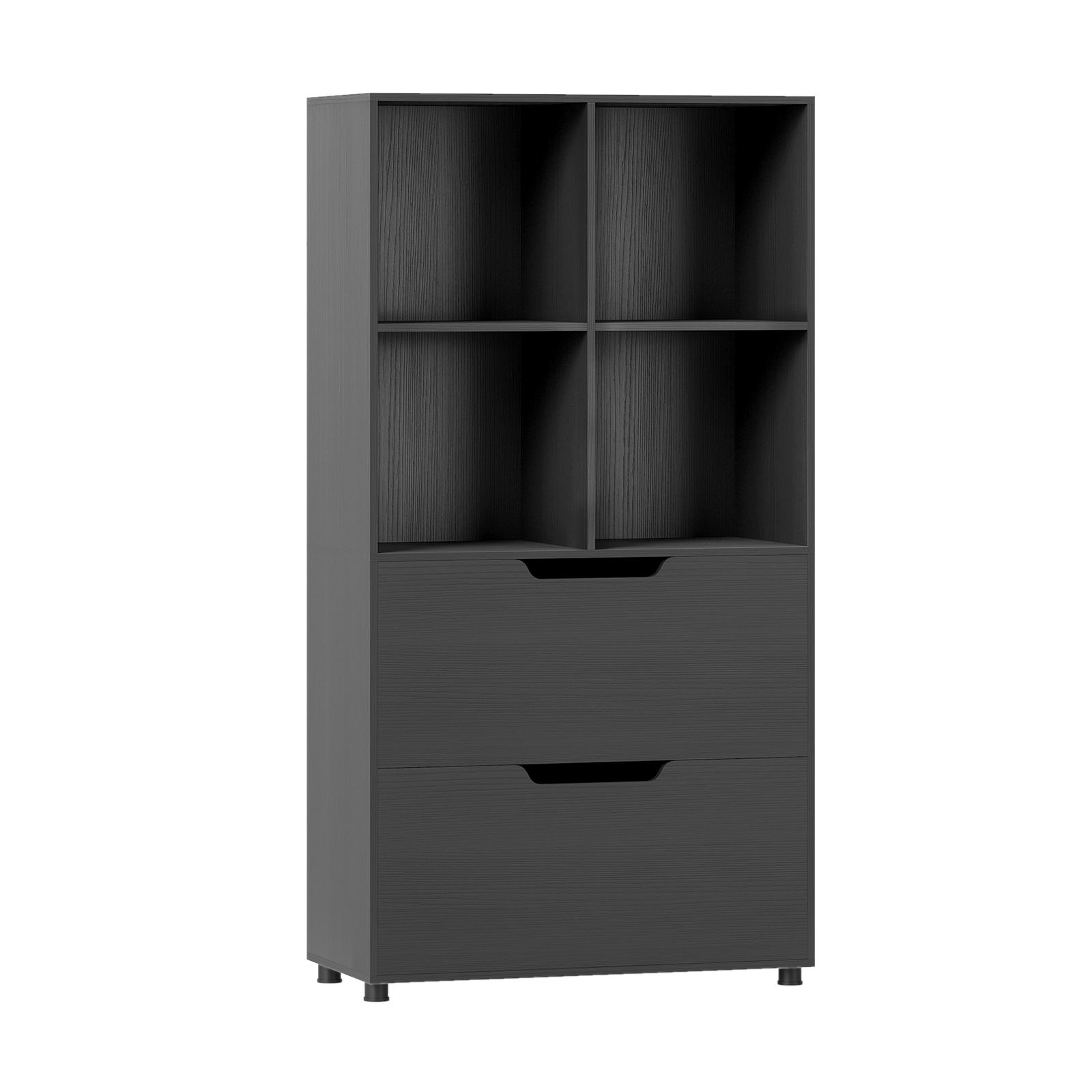 4-Würfel Bücherregal mit 2 Schubladen 130 cm 5-stufiges freistehendes Regal Schwarz