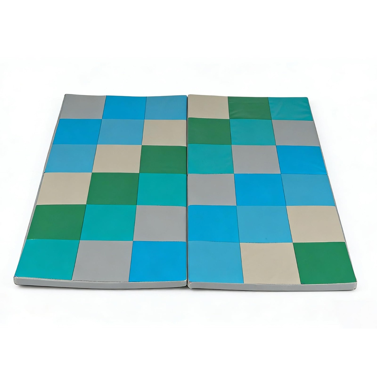 2 tlg. Baby Faltbare Krabblematte mit Kletterverschluss & Kunstleder Bodenmatte & Schaumstoff Blau