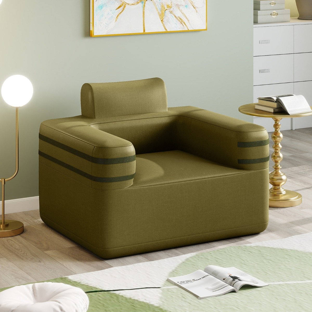 Aufblasbares Sofa mit Integrierter Pumpe & Aufbewahrungstasche Camping Luftsofa für 1 Person