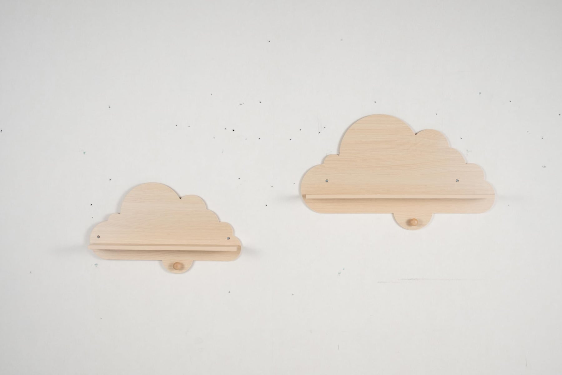 2er Set Wandregal Schweberegal im Wolken-Design Wandmontiertes Bücherregal mit Holzhaken Natur