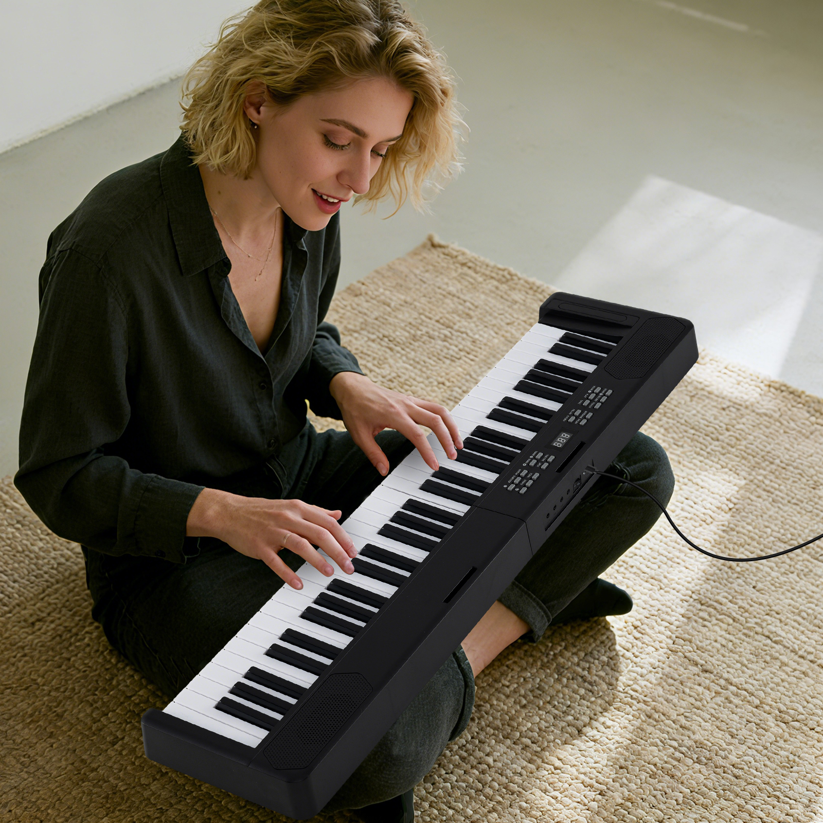 61-Tasten faltbares Klavierkeyboard vollwertiges elektronisches Keyboard mit MIDI- & Split-Funktion Schwarz