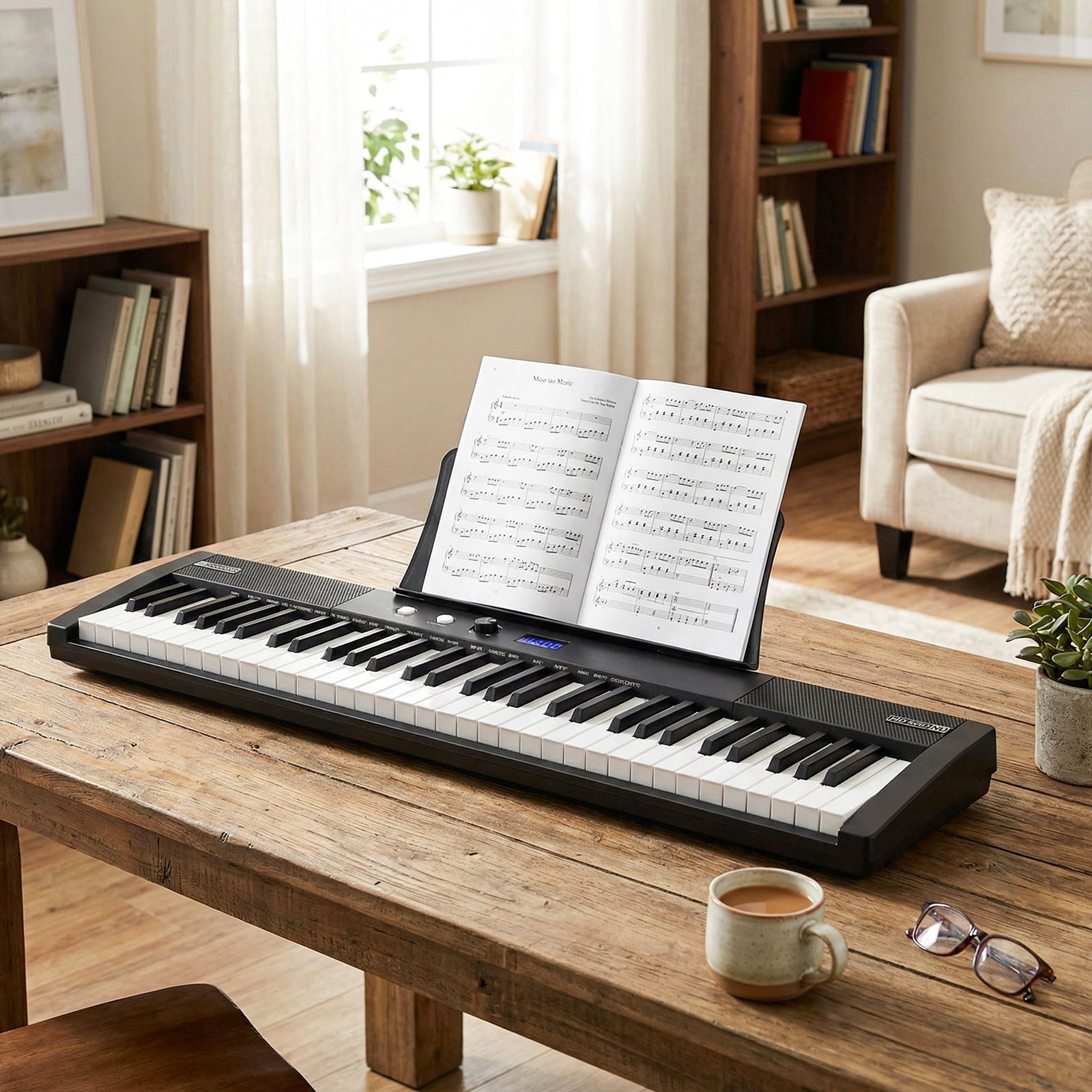 61 Tasten Klavier Keyboard Elektronisches Keyboard Set mit höhenverstellbarem Ständer Schwarz