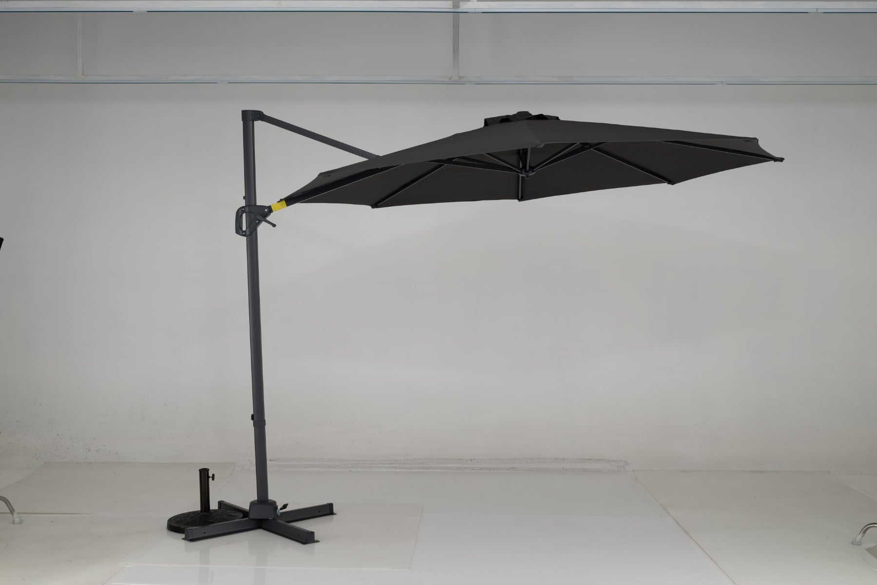 Ampelschirm Ø 300 cm Neigbarer Sonnenschirm 360° Drehbar mit Kurbel & Fußpedal Grau
