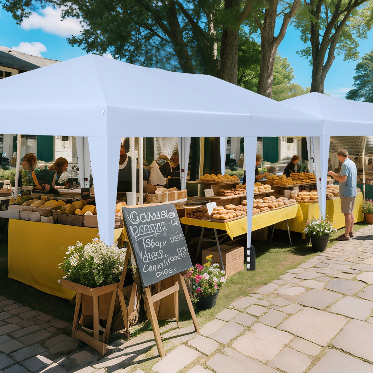 3 x 6 m Pop up Faltpavillon mit Tragetasche auf Rollen & UV Schutz 50+ Partyzelt Weiß