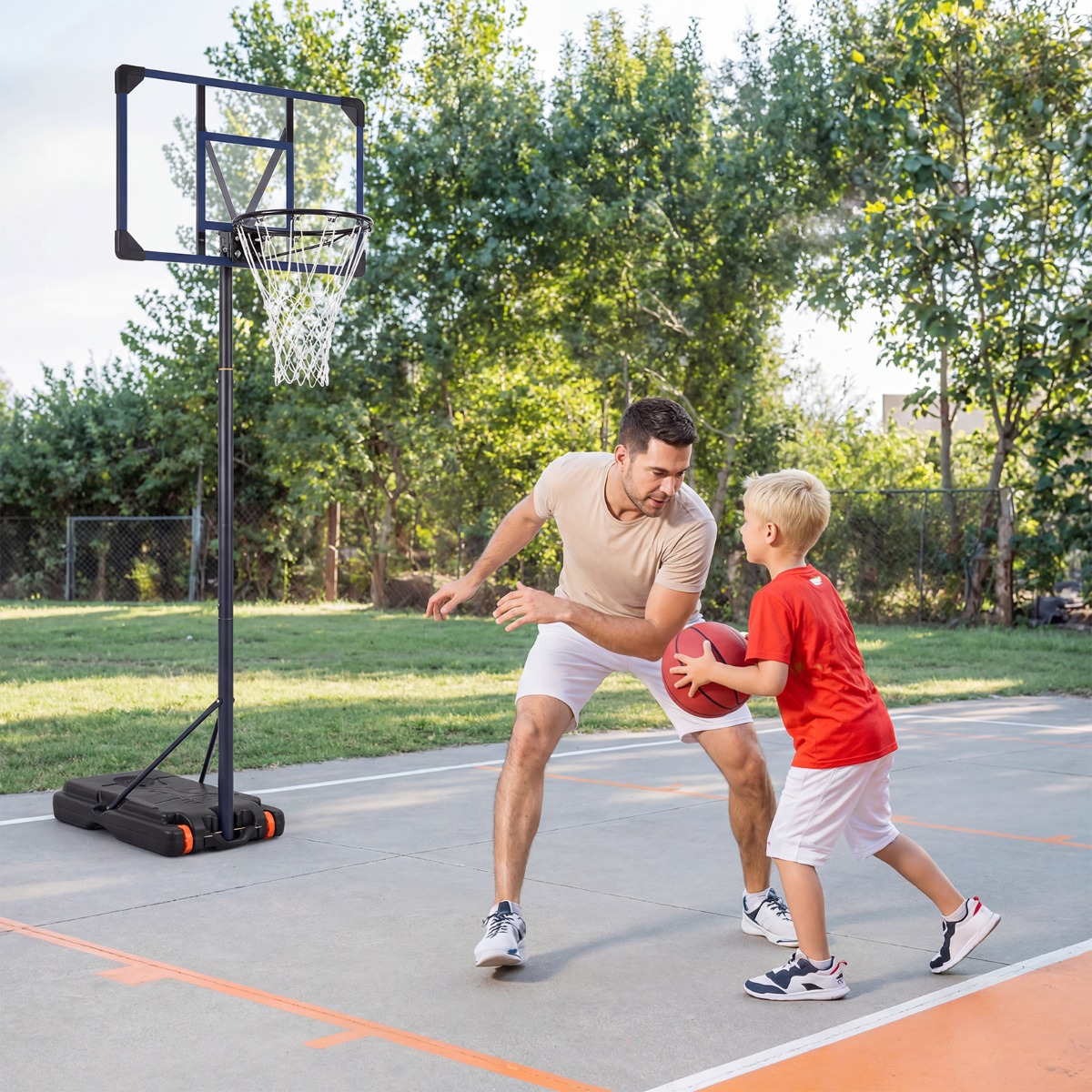 Höhenverstellbarer Basketballständer Outdoor Basketballkorb mit Rollen & Ständer Basketballanlage