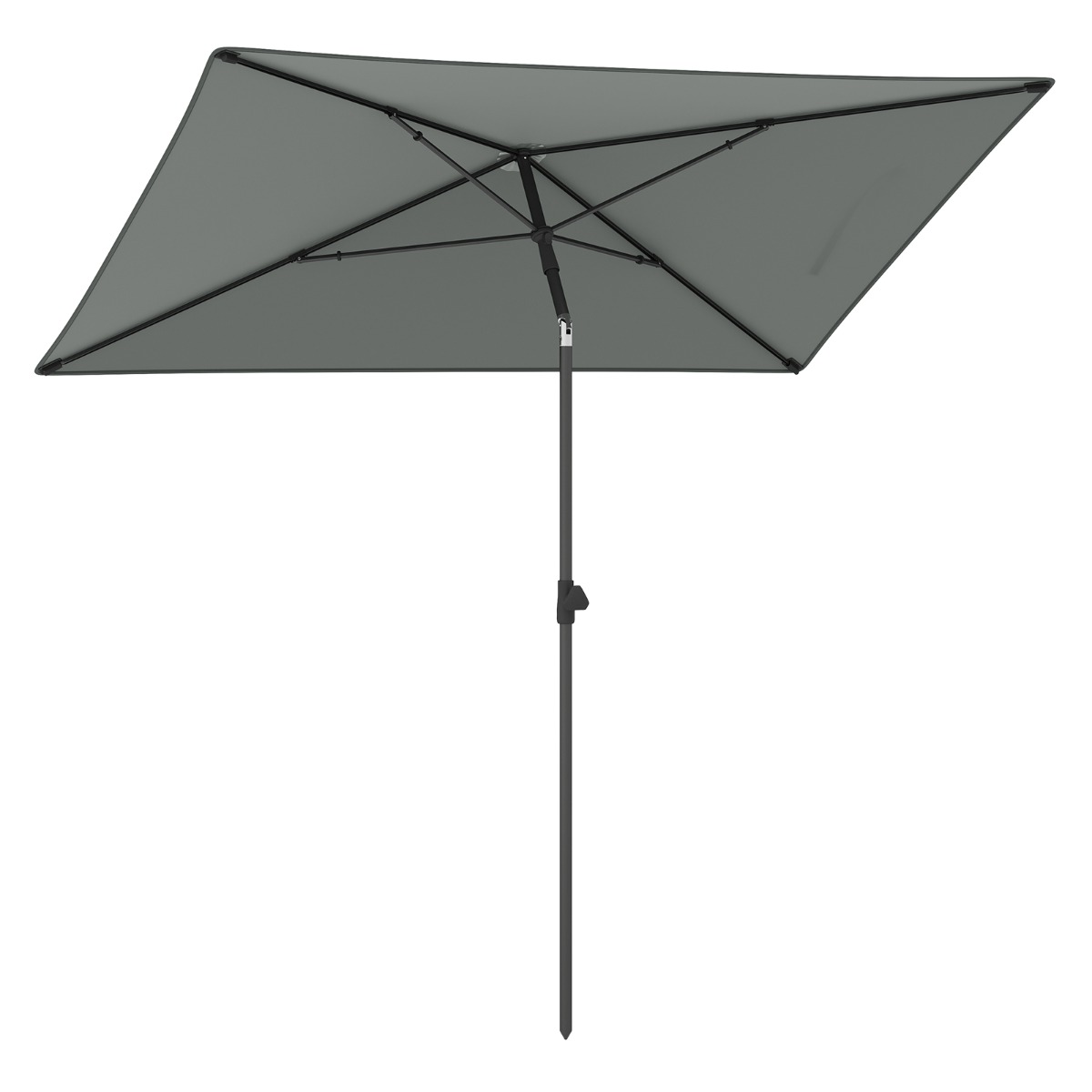 Sonnenschirm Balkon 210 x 140 cm Balkonschirm rechteckig Gartenschirm beidseitig um 30° knickbar Grau