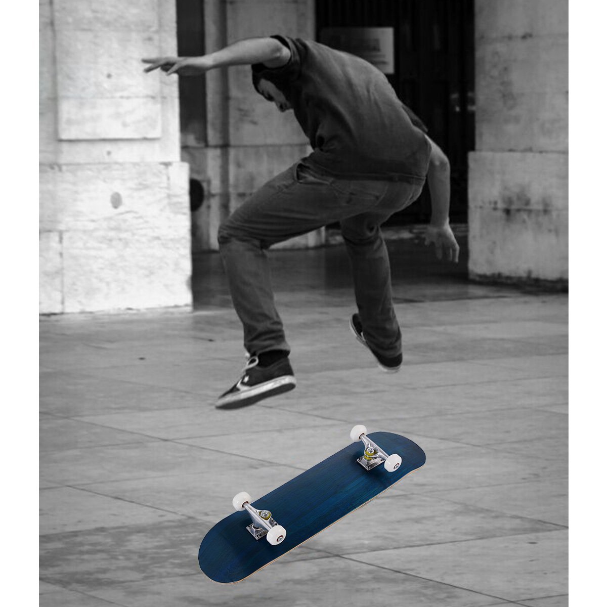 Skateboard Komplettboard Funboard Minicruiser Holzboard Longboard 20x79cm-blau