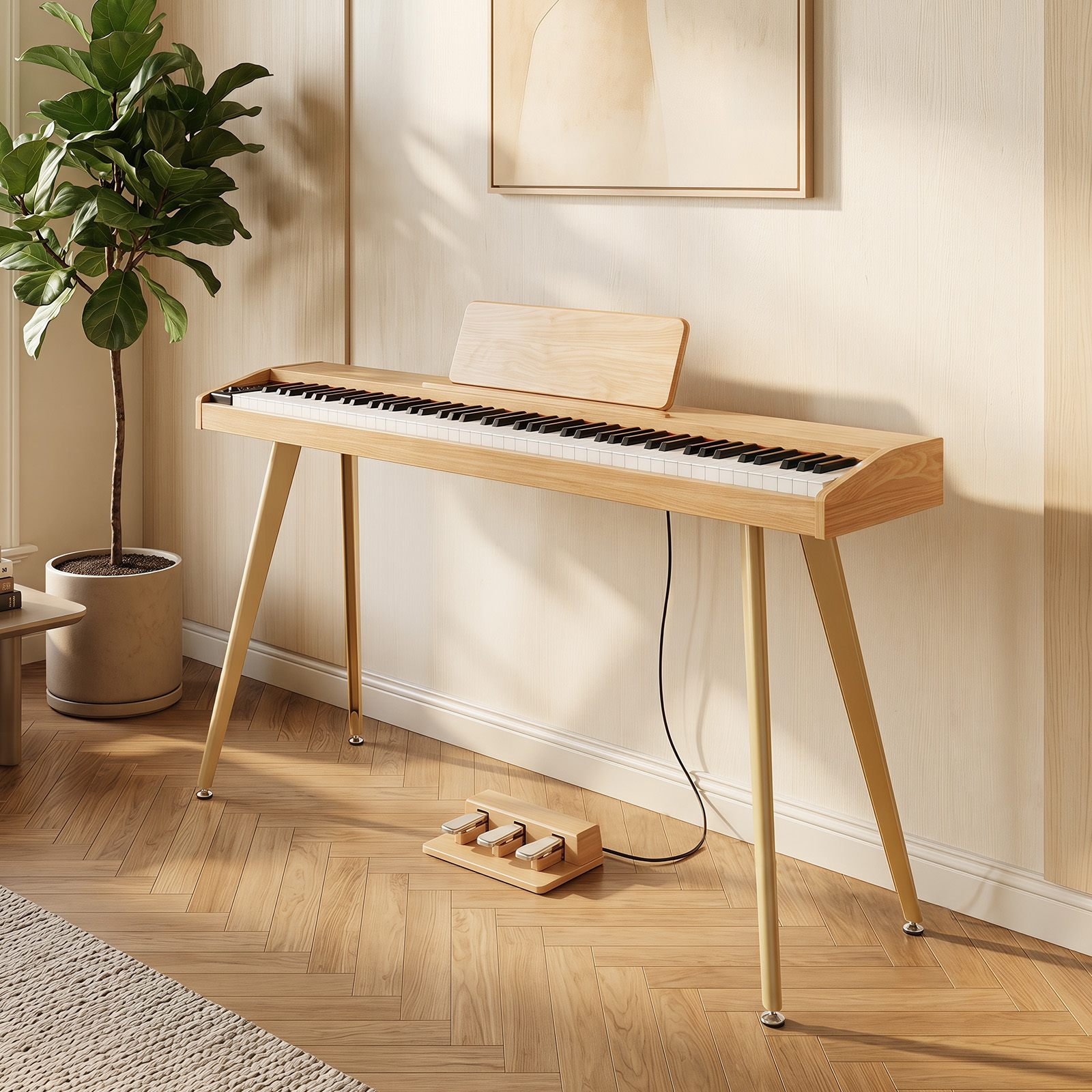 88 Tasten Digitalpiano mit Ständer E-Piano mit Halbgewichteter Tastatur 3 Pedalen 80 Demos