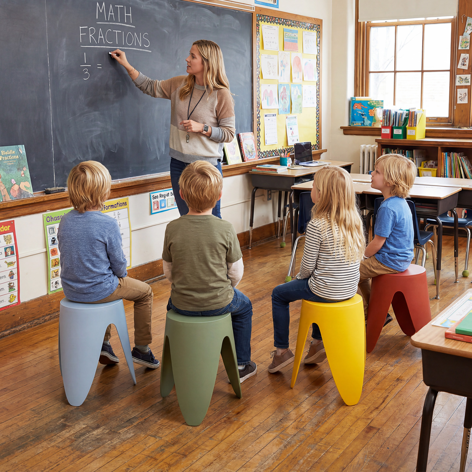 8er Set stapelbare Hocker 46 cm hohe verschachtelbare Kunststoffhocker tragbare Rückenfreie Stühle Bunt