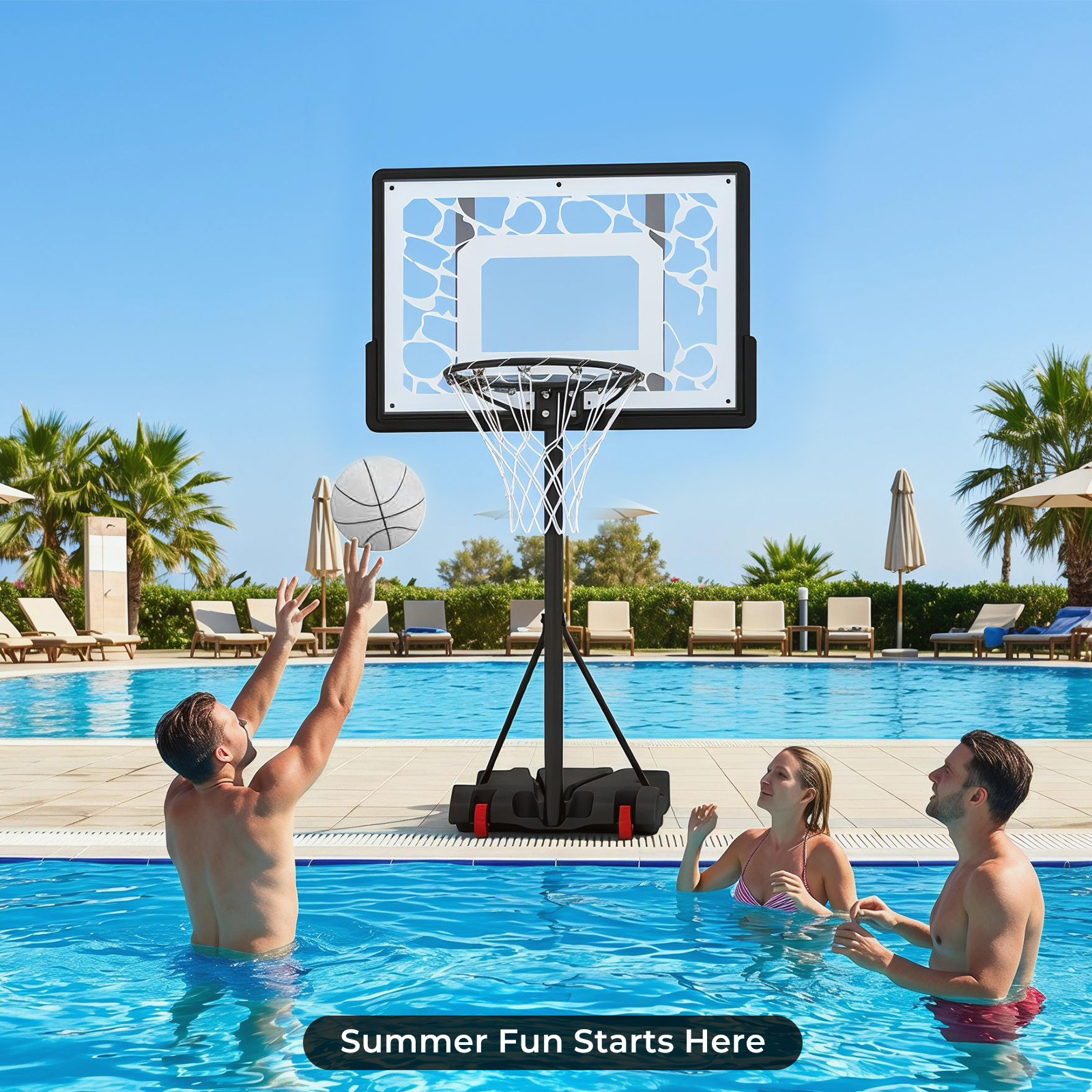 Basketballkorb 164–193cm Höhenverstellbar Basketballständer mit LED-Lichterkette Befüllbarem Standfuß