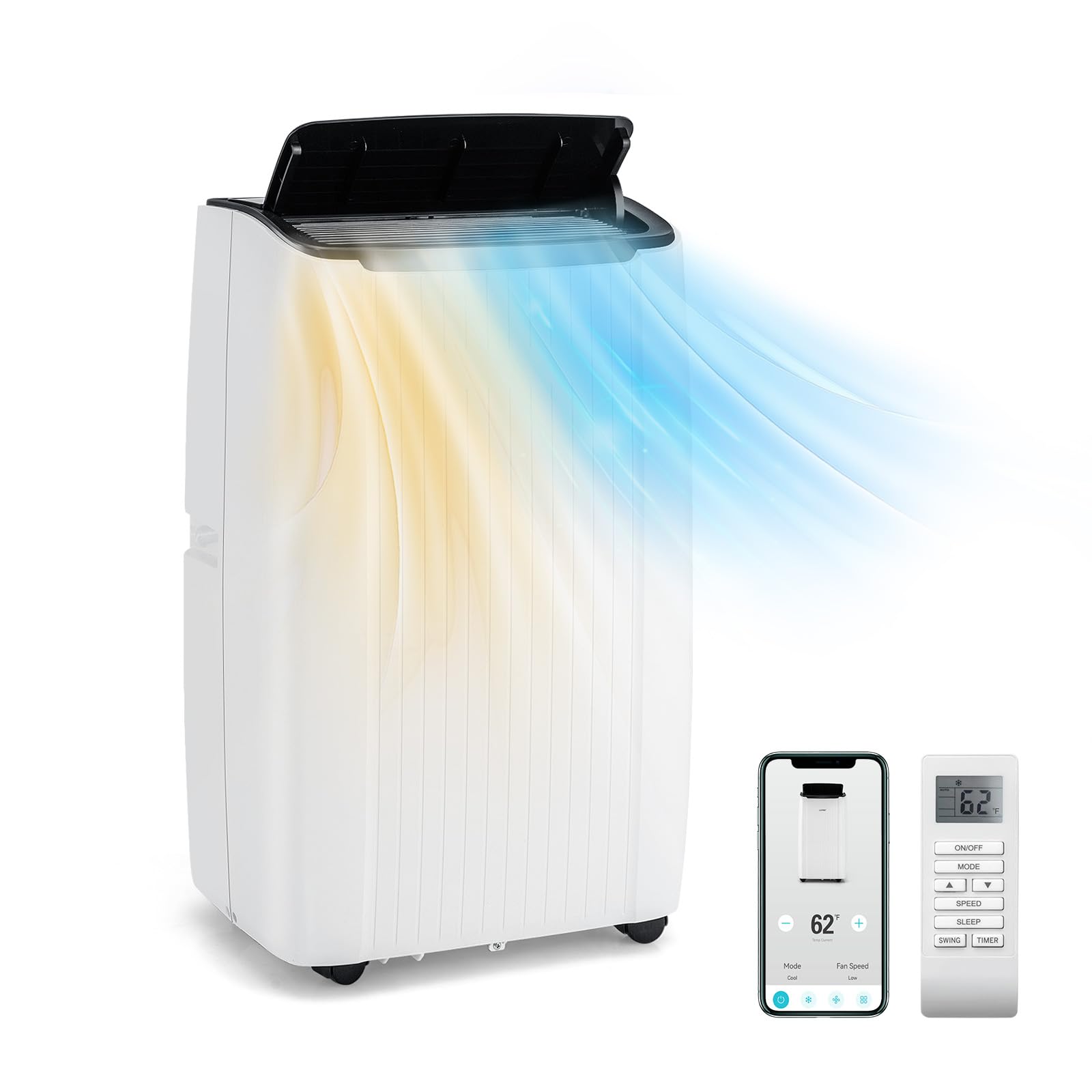 Klimaanlage mit Abluftschlauch 12000 BTU 5 in 1 Mobiles Klimagerät mit 1-24H Timer für Räume bis zu 42㎡
