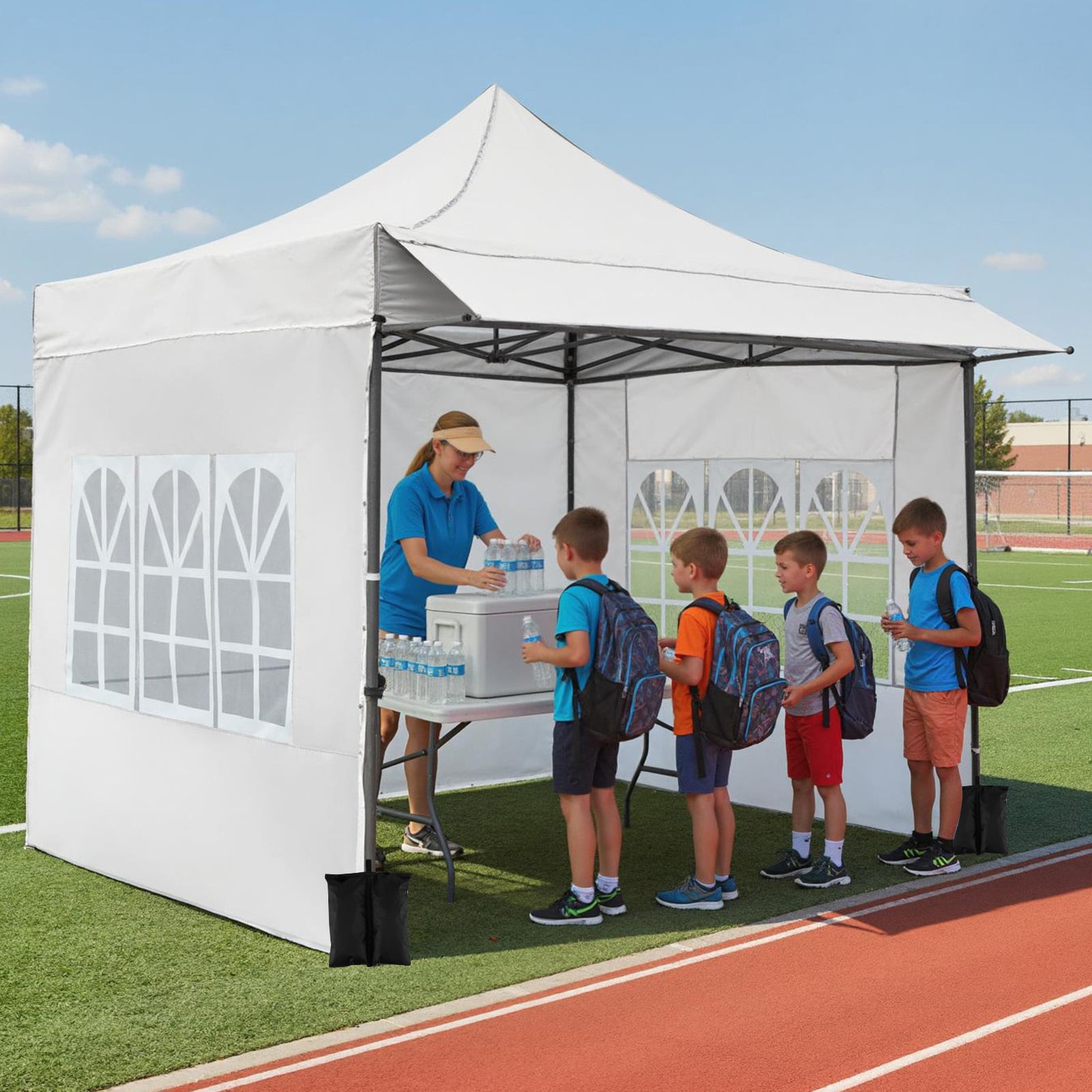 Pavillon 3x3 m Pop Up Gartenpavillon mit 3 Seitenwänden & 3-Stufiger Höhenverstellung