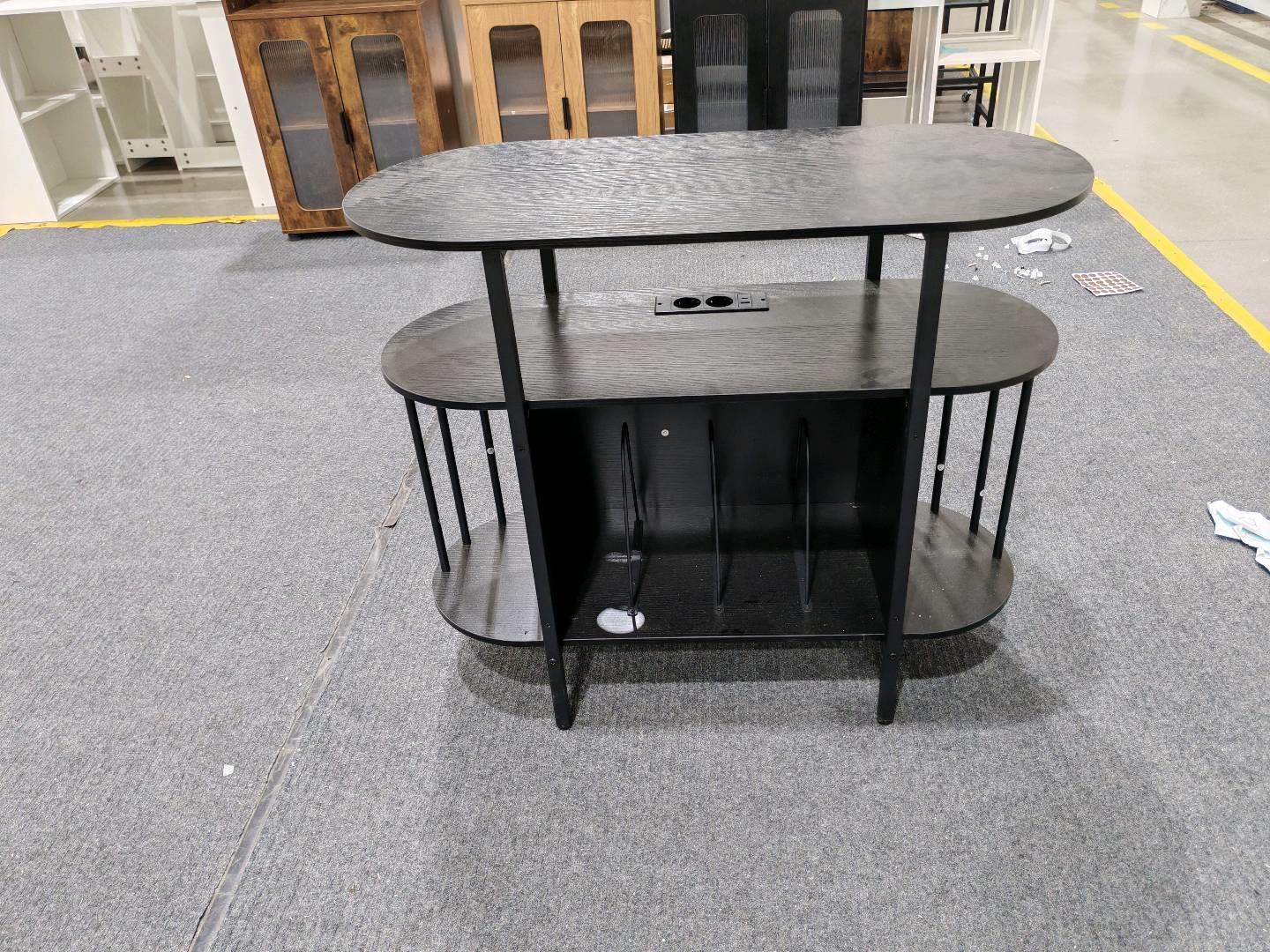 Plattenspieler-Ständer mit Verstellbarer LED-Beleuchtung & Ladestation 90 x 40 x 76,5 cm Schwarz