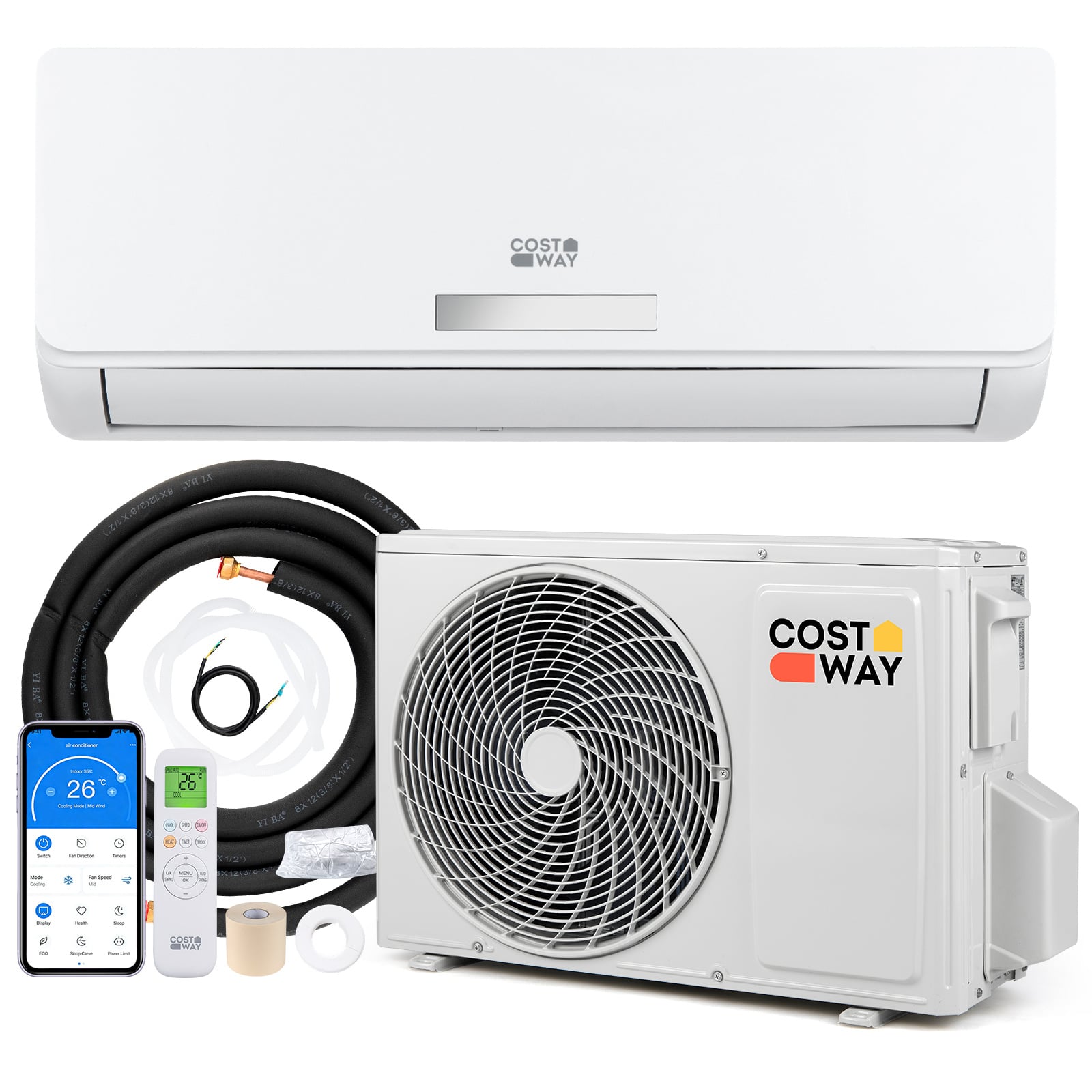 Split Klimaanlage 12000 BTU 3,4kW Inverter Klimagerät mit Heizfunktion Air Conditioner mit WiFi & App