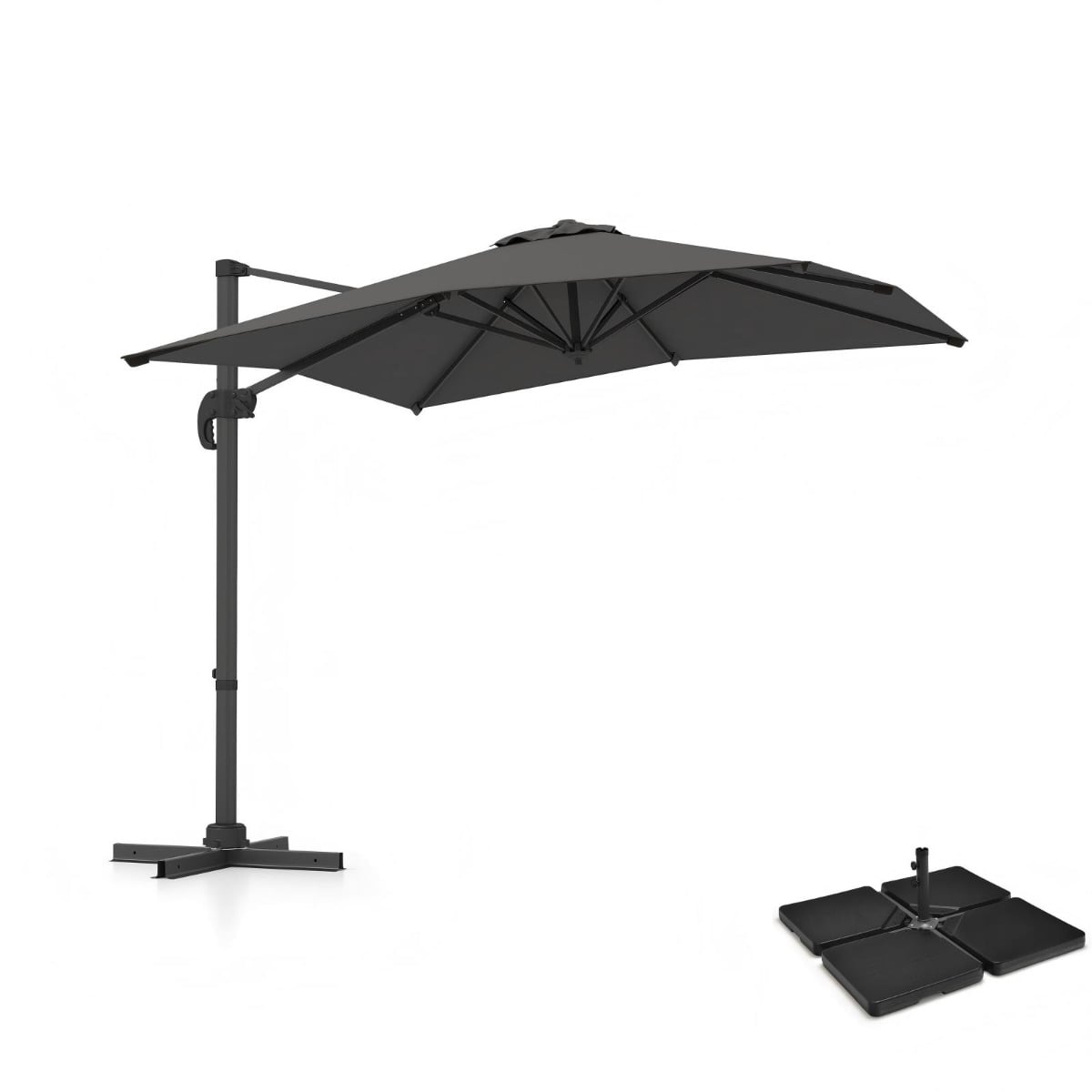Sonnenschirmständer 52 Liter / 78 kg + Sonnenschirm rechteckig 250 x 250 cm Set Grau