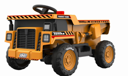 24V Kinder Elektro-Kippwagen 4-Rad Baumaschine mit Kippmulde Schaufel Fernbedienung Gelb