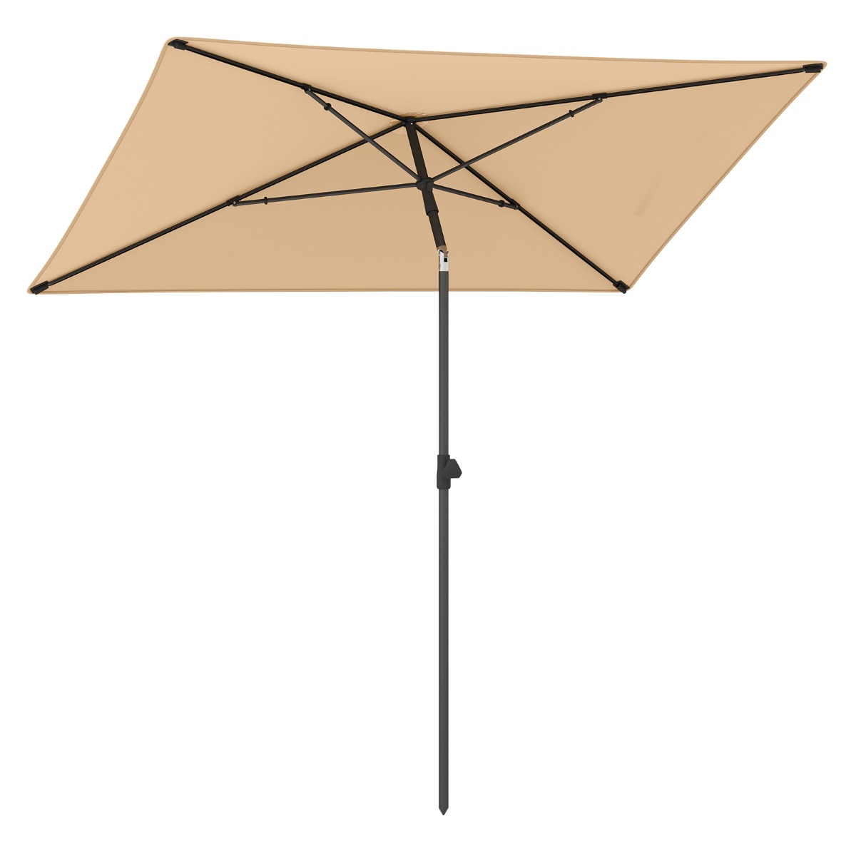 Sonnenschirm Balkon 210x140 cm Balkonschirm rechteckig Gartenschirm beidseitig um 30° knickbar Beige