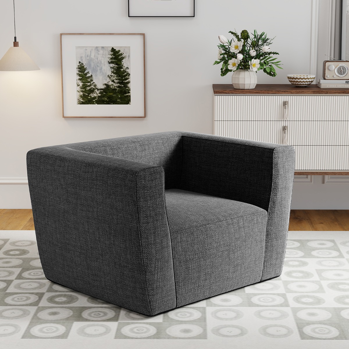 Aufblasbares Sofa tragbares aufblasbares Sofa mit abnehmbarem Bezug breite Armlehnen Grau