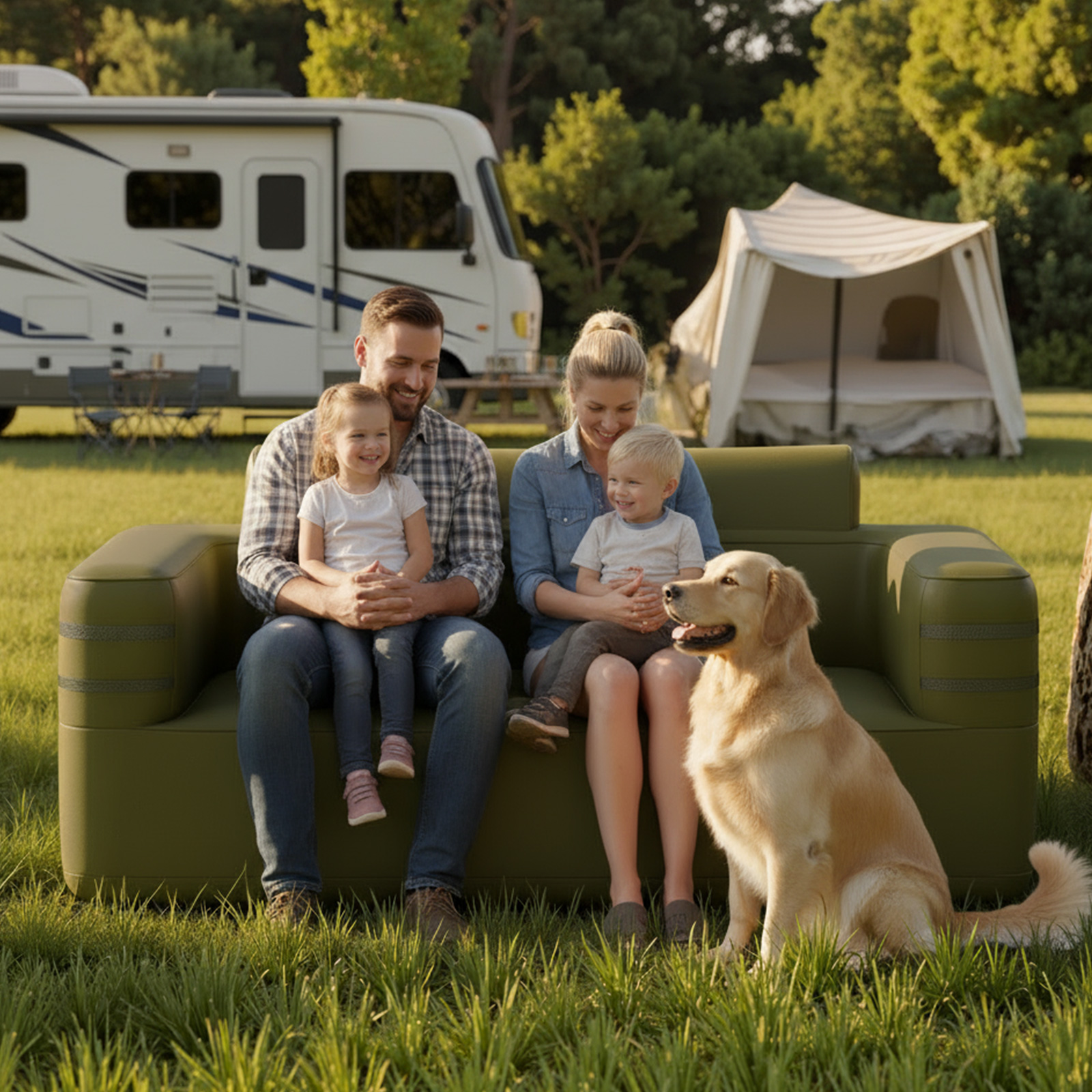 Aufblasbares Sofa mit Integrierter Pumpe & Aufbewahrungstasche Camping Luftsofa für 2 Personen