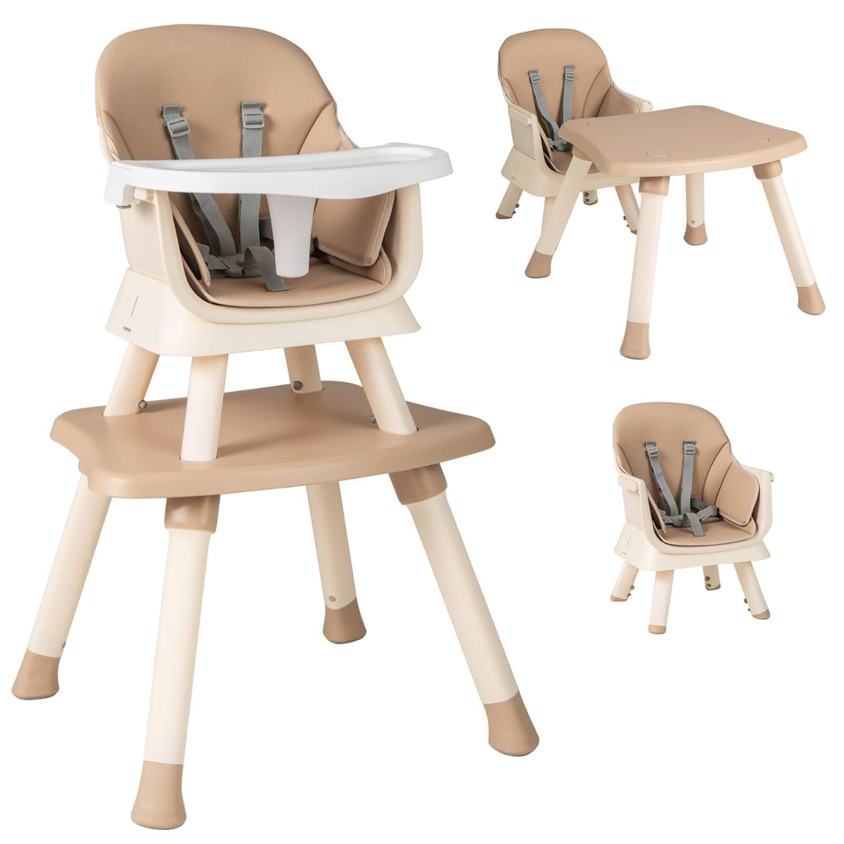 6-in-1 Babyhochstuhl Hochstuhl & Essstuhl & Lerntisch Babystuhl Kombihochstuhl Kaffee