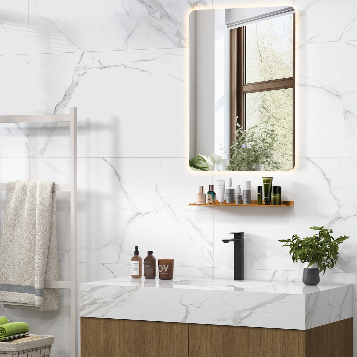 LED Badspiegel mit Beleuchtung & Touch Schalter & Memory Funktion Wandspiegel 70 x 50 cm