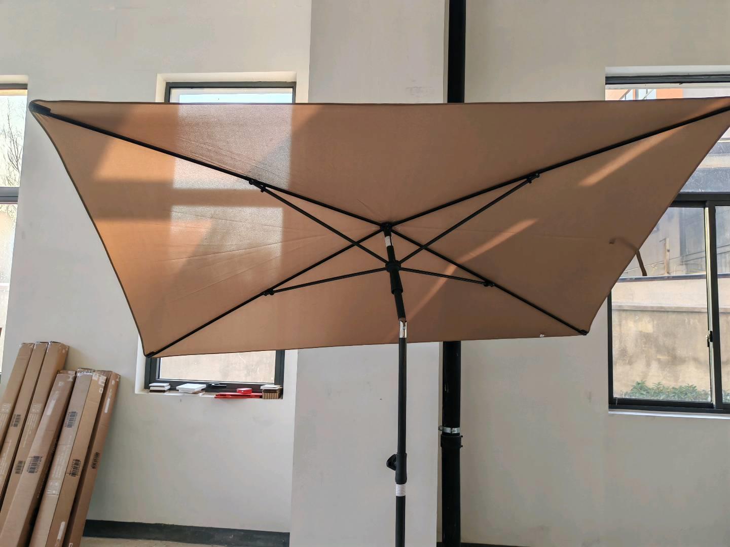 Balkon Terrassenschirm 213x140 Cm Rechteckig Klappbar Mit Tasche Für Garten Pool Strand Braun