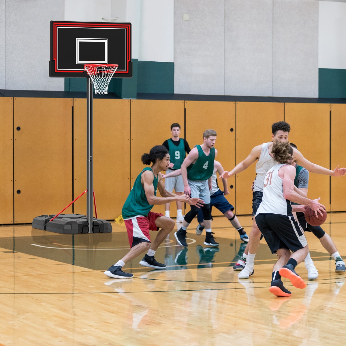 Outdoor Basketballkorb mit Ständer & Rädern & Befüllbarer Basis Mobiler Basketballständer