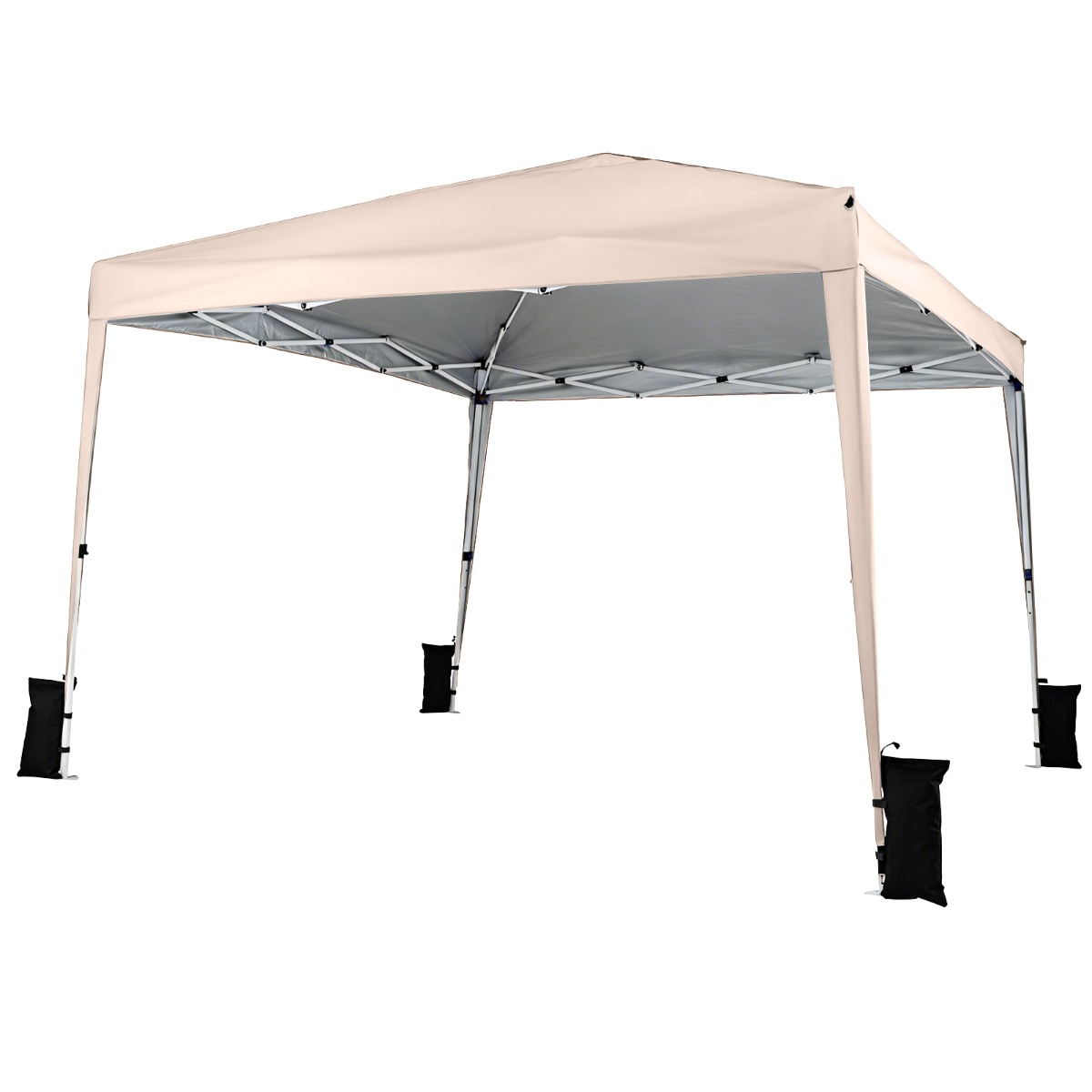 3 x 3 m Faltpavillon Wasserfest Höhenverstellbar Sonnenschutz für Camping Hof Beige